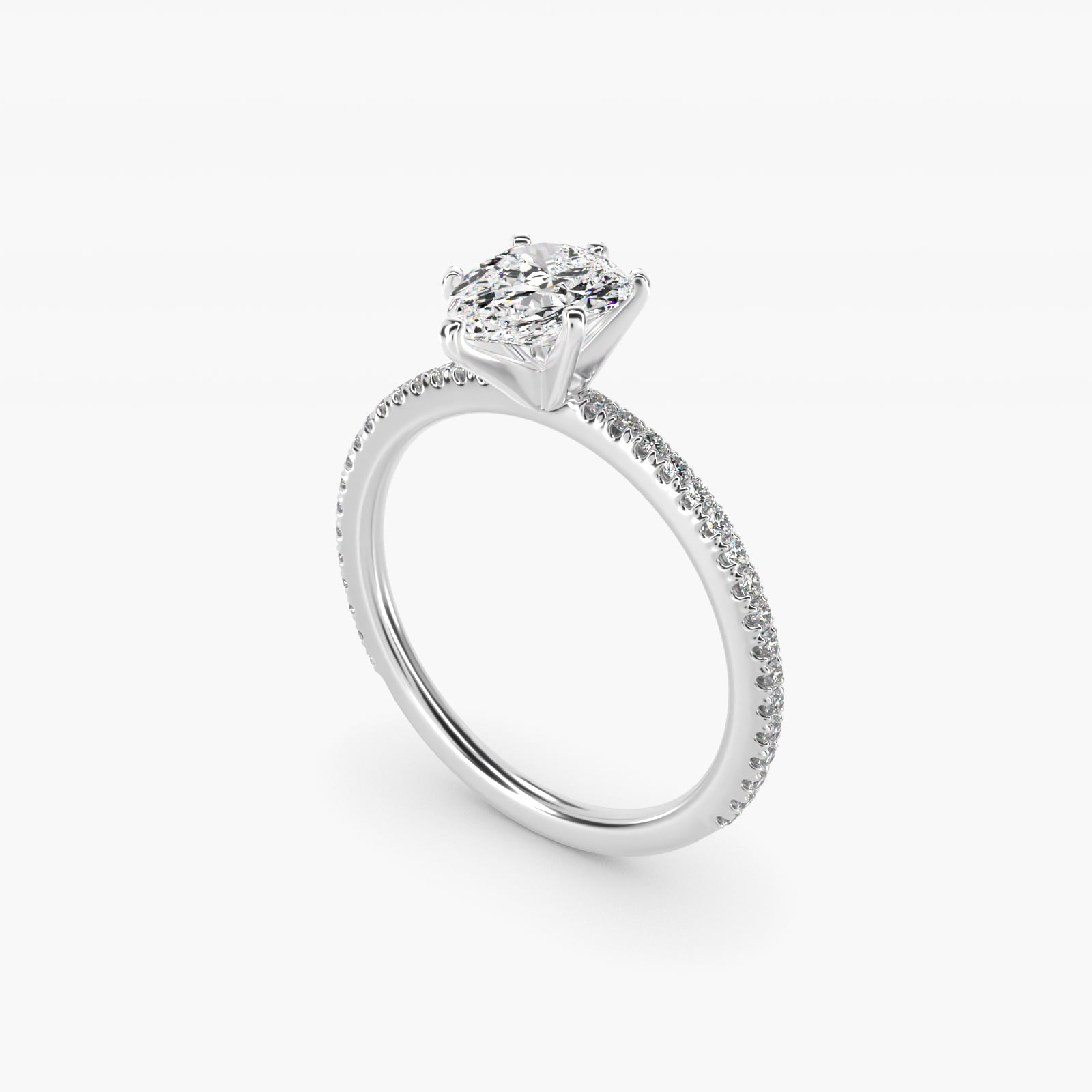 Eternal Riviera Diamond Engagement Ring in 14k White Gold (1/6 ct. tw.) - Pear Center