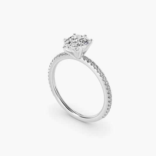 Eternal Riviera Diamond Engagement Ring in 18k White Gold (1/6 ct. tw.) - Pear Center
