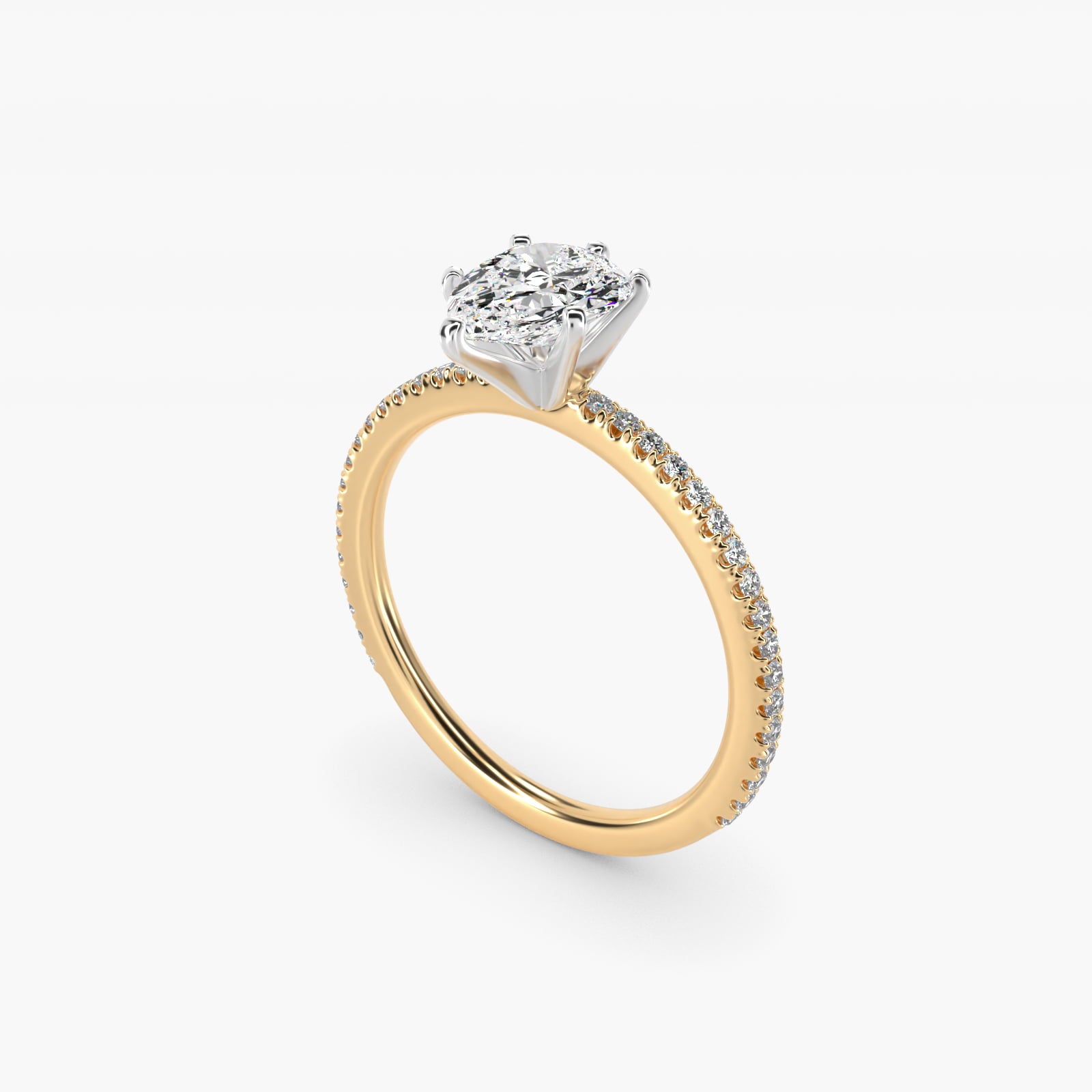 Eternal Riviera Diamond Engagement Ring in 18k Yellow Gold (1/6 ct. tw.) - Pear Center