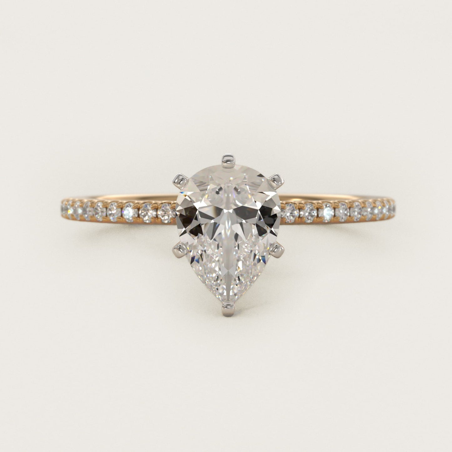 Eternal Riviera Diamond Engagement Ring in 14K Yellow Gold (1/6 ct. tw.) - Pear Center