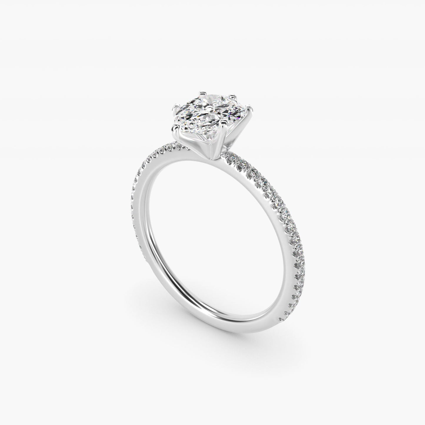 Eternal Riviera Diamond Engagement Ring in Platinum (1/6 ct. tw.) - Pear Center
