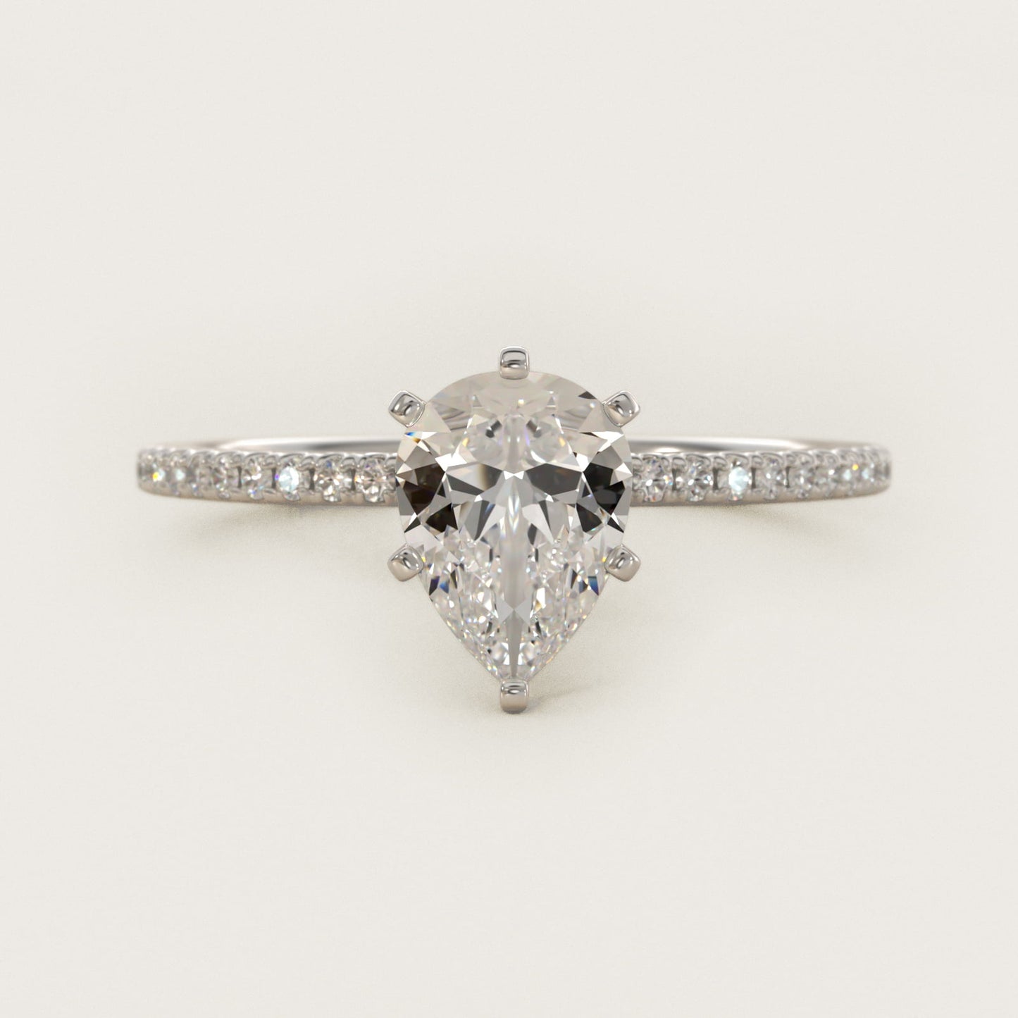 Eternal Riviera Diamond Engagement Ring in Platinum (1/6 ct. tw.) - Pear Center