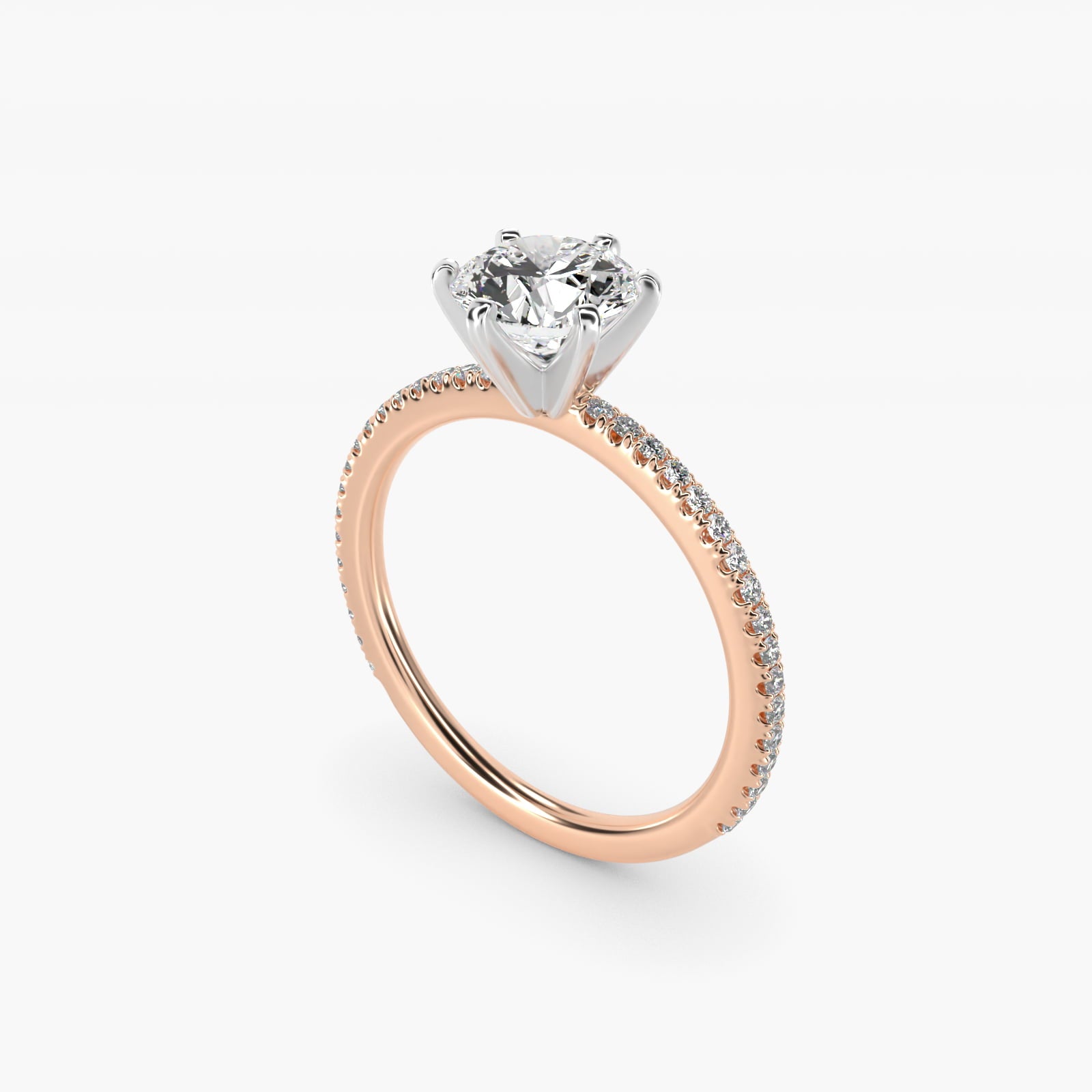 Eternal Riviera Diamond Engagement Ring in 18k Rose Gold (1/6 ct. tw.) - Round Center