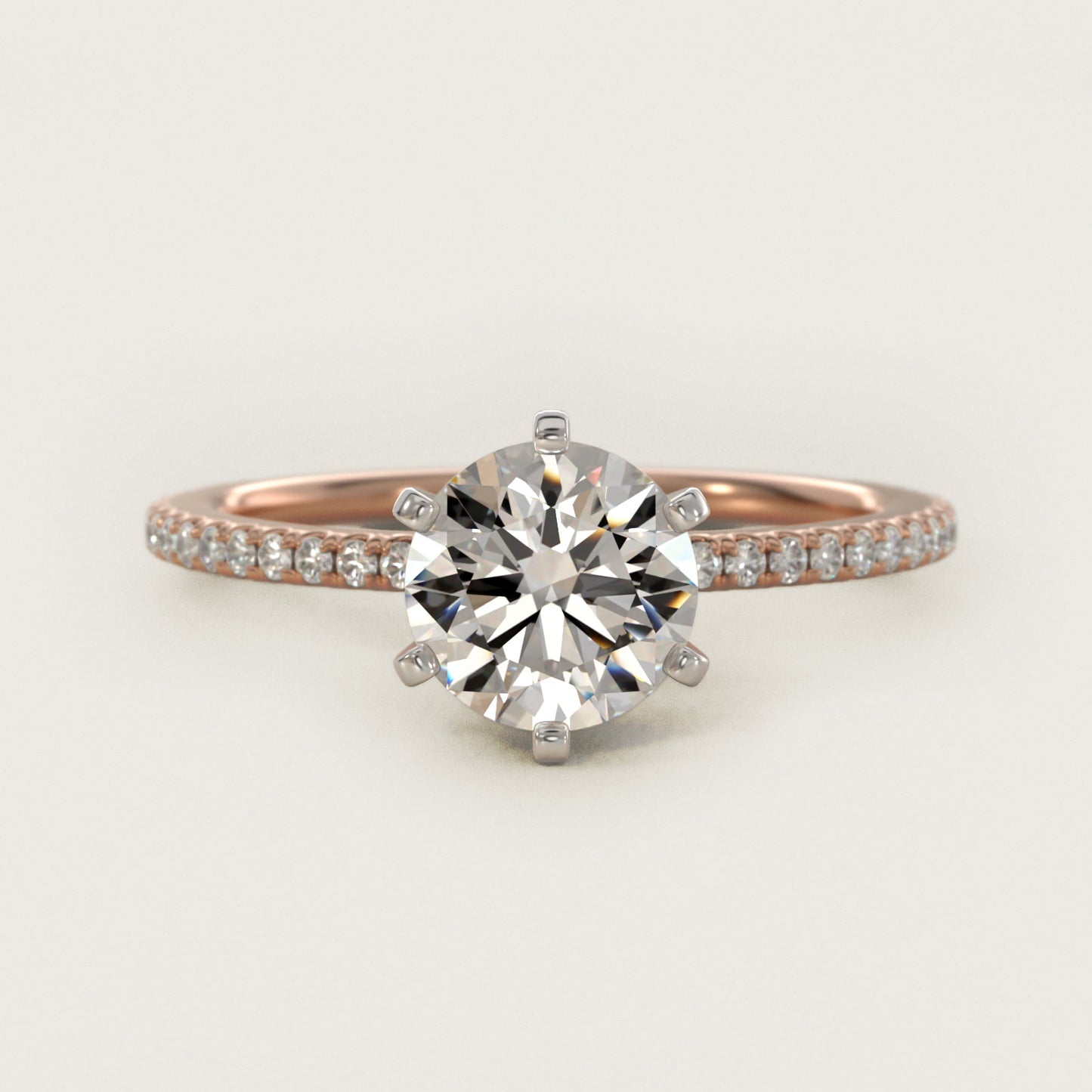 Eternal Riviera Diamond Engagement Ring in 14k Rose Gold (1/6 ct. tw.) - Round Center