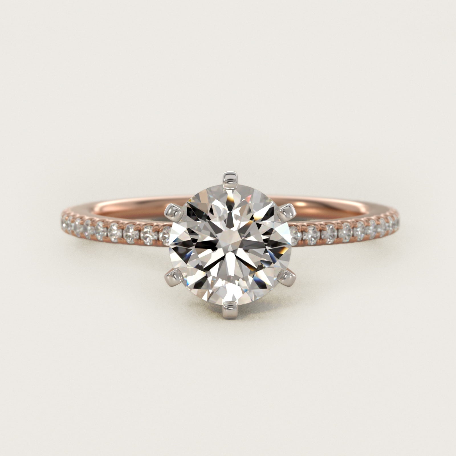 Eternal Riviera Diamond Engagement Ring in 18k Rose Gold (1/6 ct. tw.) - Round Center