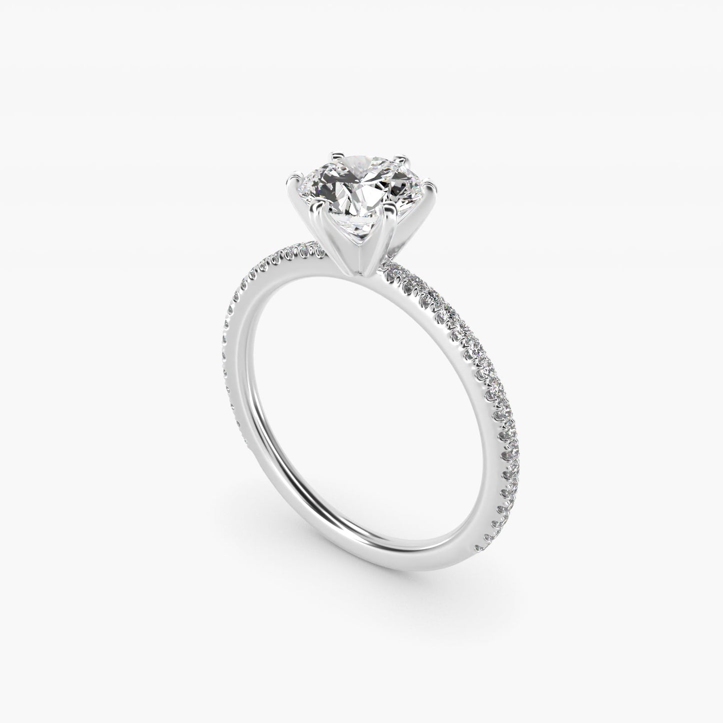 Eternal Riviera Diamond Engagement Ring in 18k White Gold (1/6 ct. tw.) - Round Center