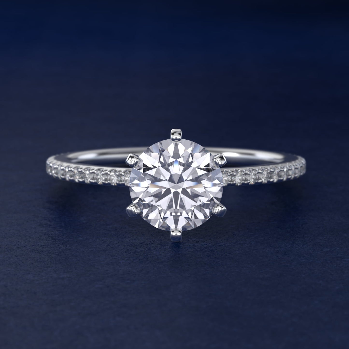 Eternal Riviera Diamond Engagement Ring in 18k White Gold (1/6 ct. tw.) - Round Center