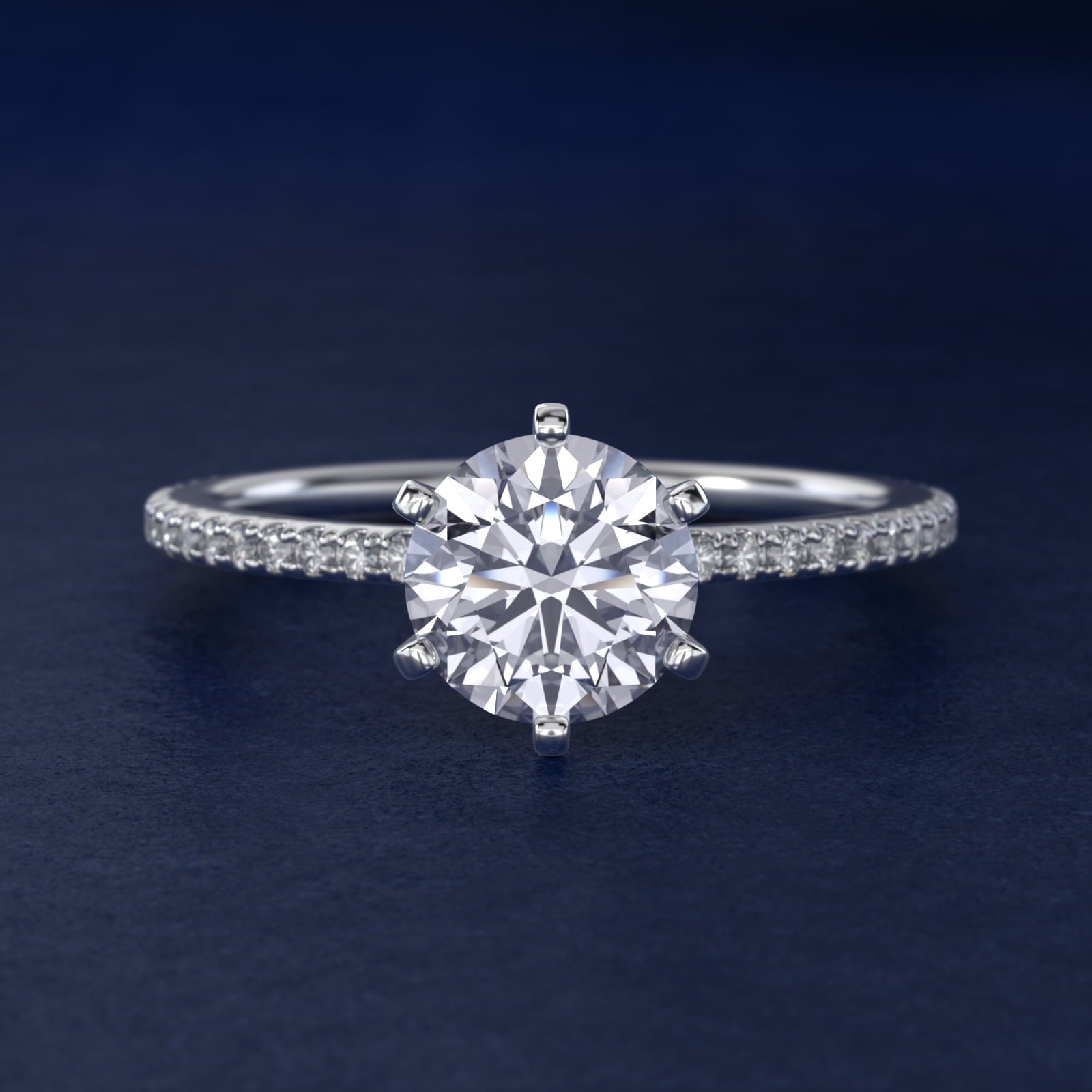 Eternal Riviera Diamond Engagement Ring in 18k White Gold (1/6 ct. tw.) - Round Center