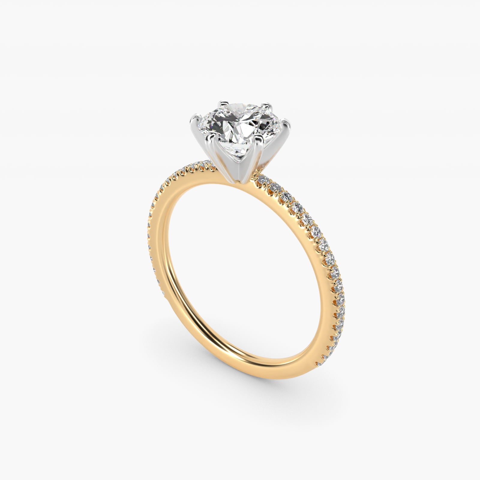 Eternal Riviera Diamond Engagement Ring in 14K Yellow Gold (1/6 ct. tw.) - Round Center
