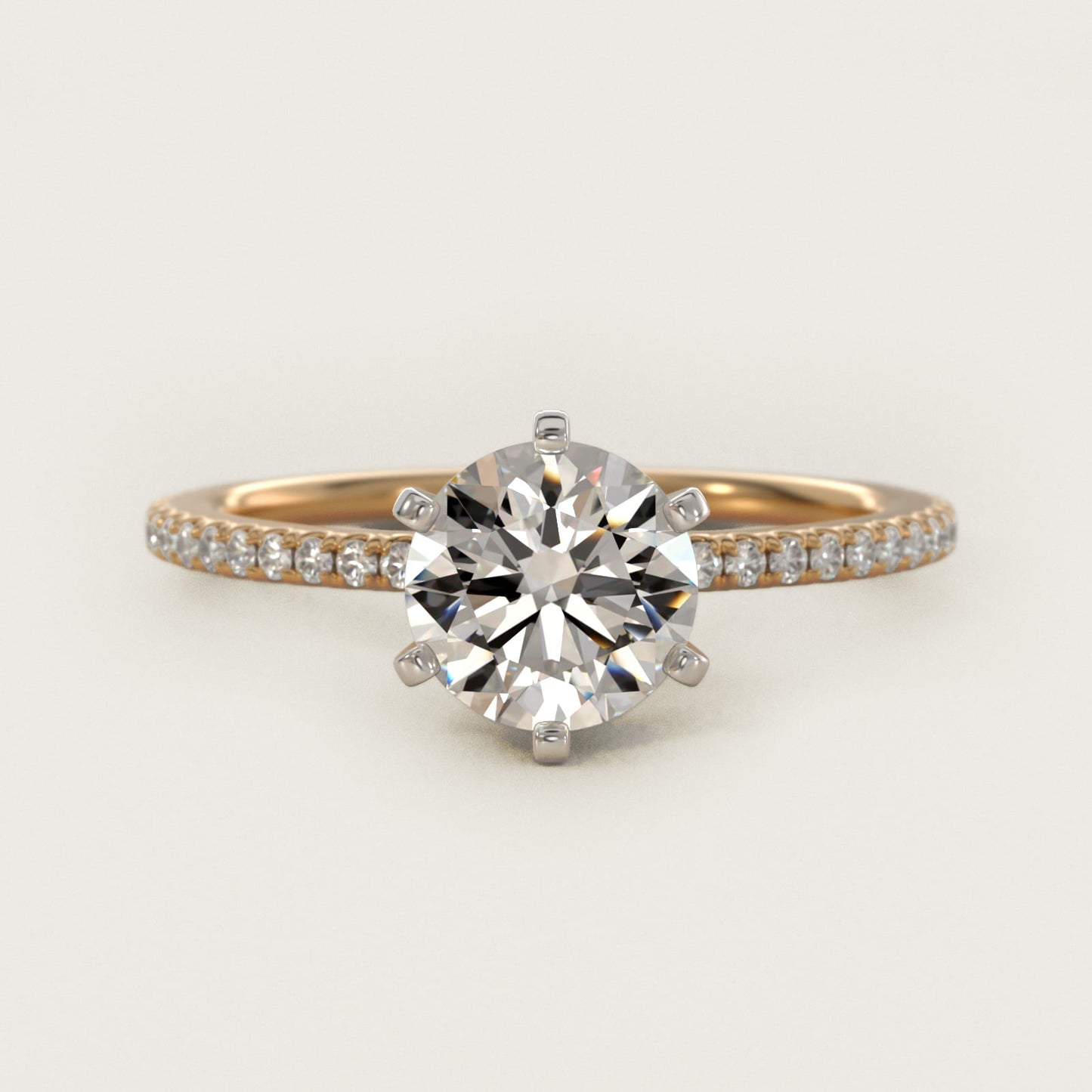 Eternal Riviera Diamond Engagement Ring in 14K Yellow Gold (1/6 ct. tw.) - Round Center