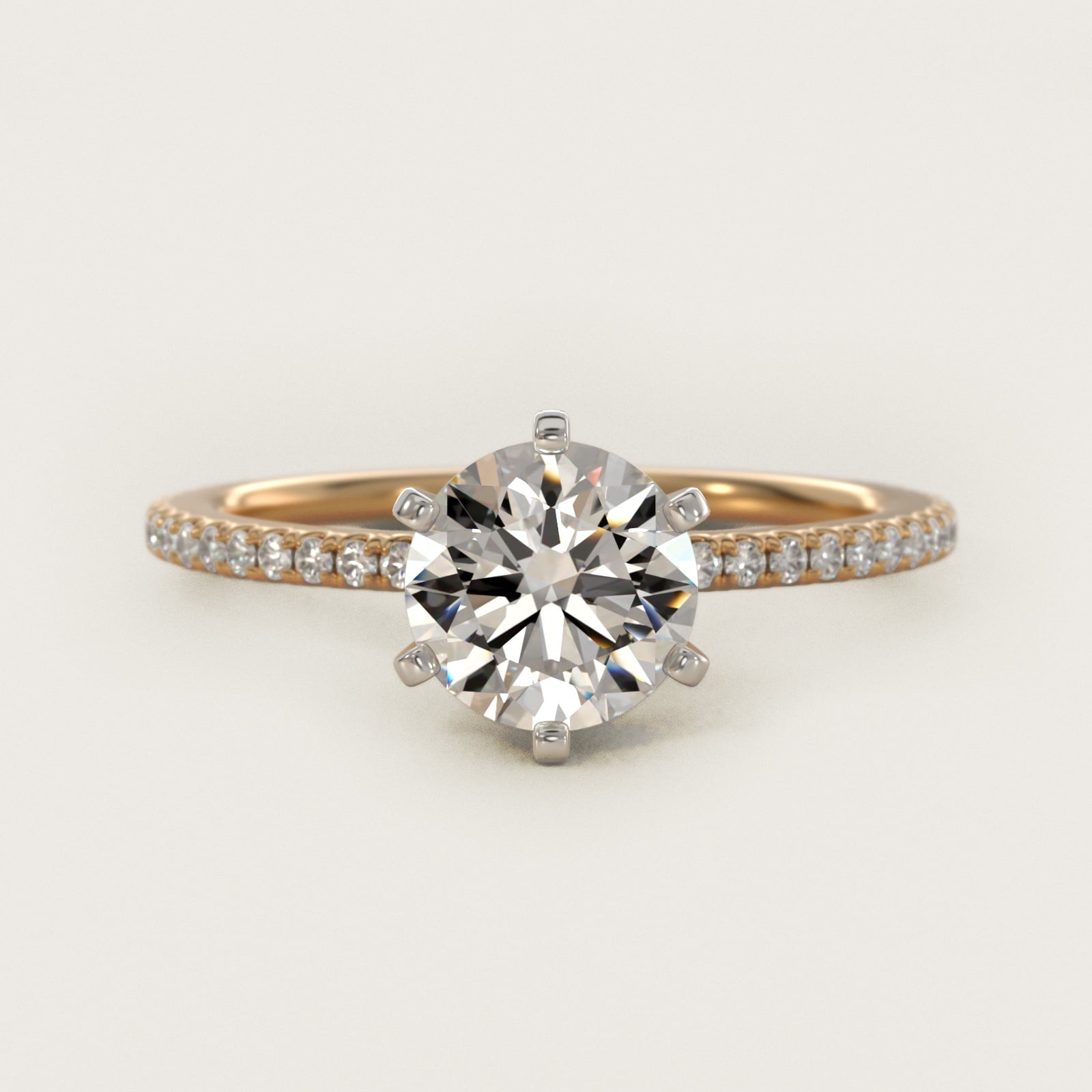 Eternal Riviera Diamond Engagement Ring in 18k Yellow Gold (1/6 ct. tw.) - Round Center
