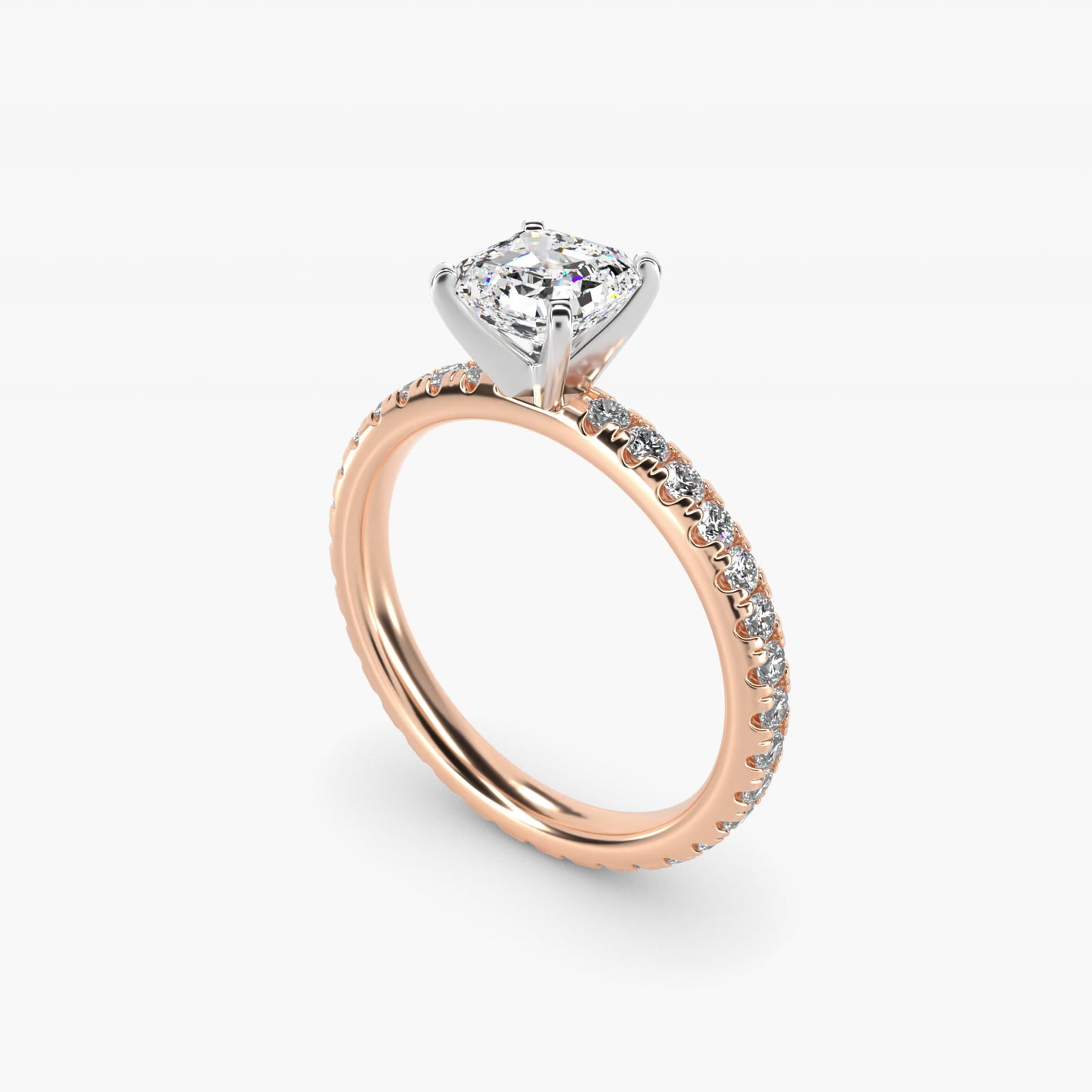Eternity Diamond Engagement Ring in 18k Rose Gold (3/8 ct. tw.) - Asscher Center