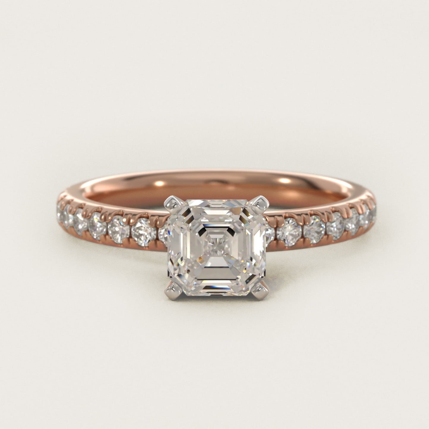 Eternity Diamond Engagement Ring in 14k Rose Gold (3/8 ct. tw.) - Asscher Center