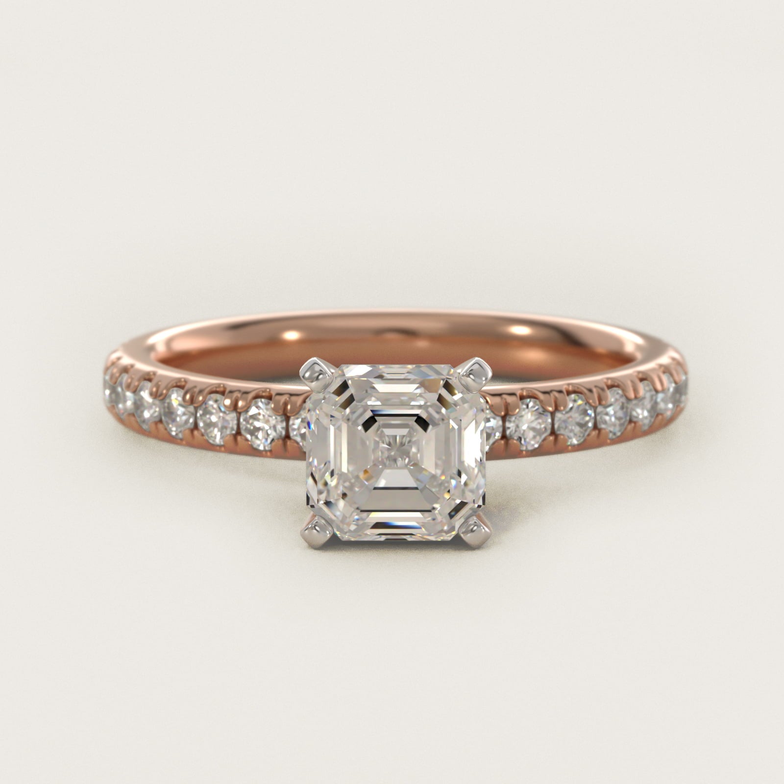 Eternity Diamond Engagement Ring in 14k Rose Gold (3/8 ct. tw.) - Asscher Center