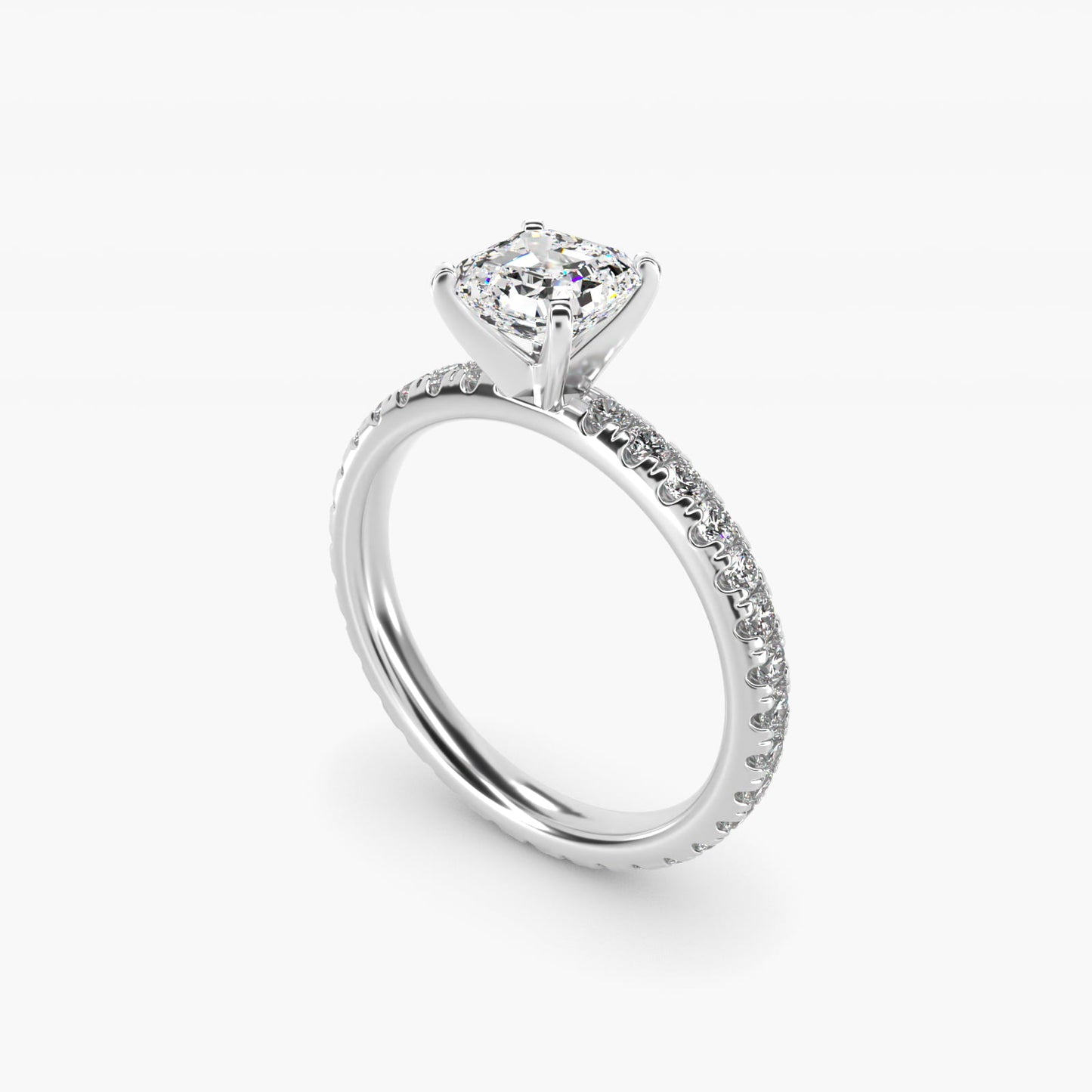 Eternity Diamond Engagement Ring in 18k White Gold (3/8 ct. tw.) - Asscher Center
