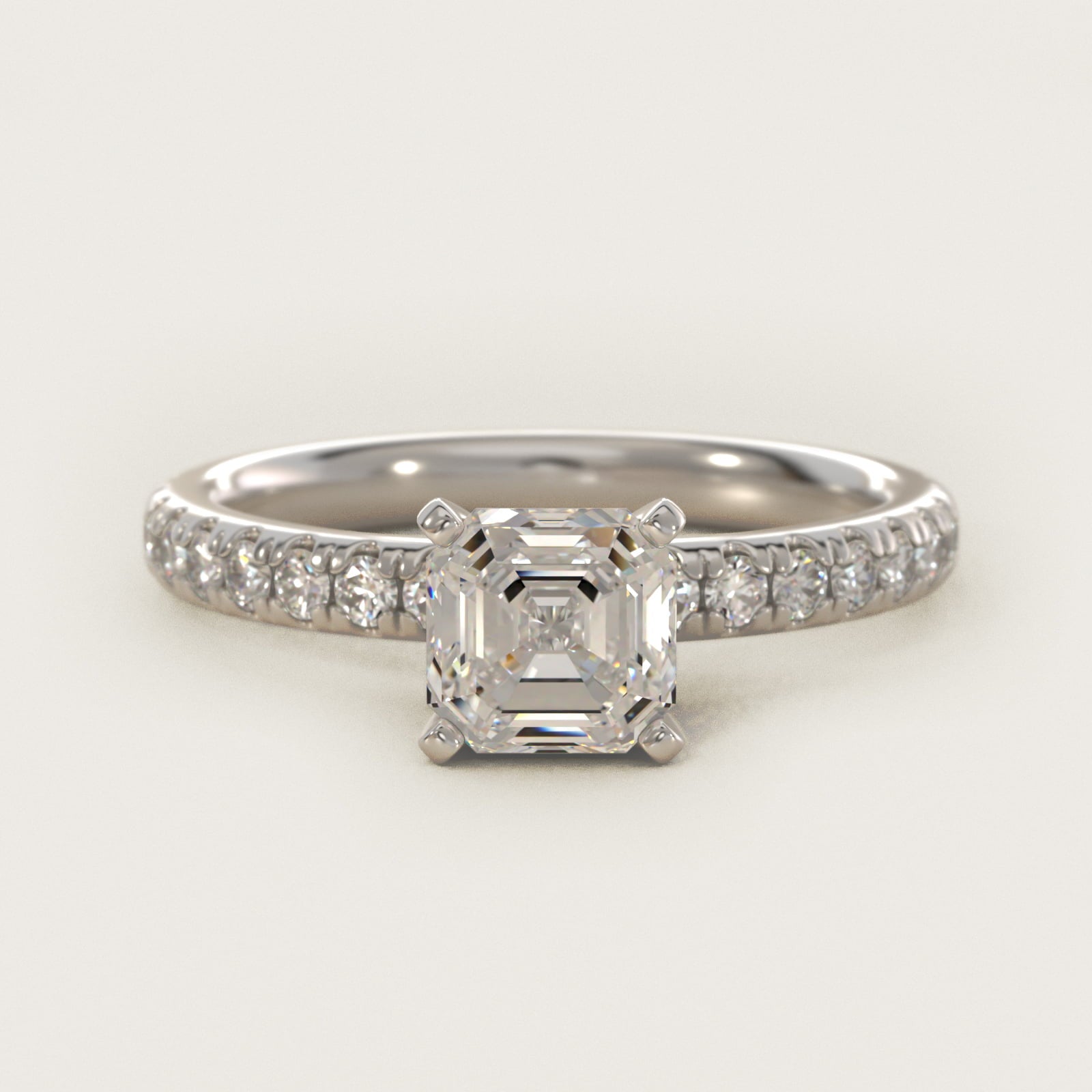 Eternity Diamond Engagement Ring in 14k White Gold (3/8 ct. tw.) - Asscher Center