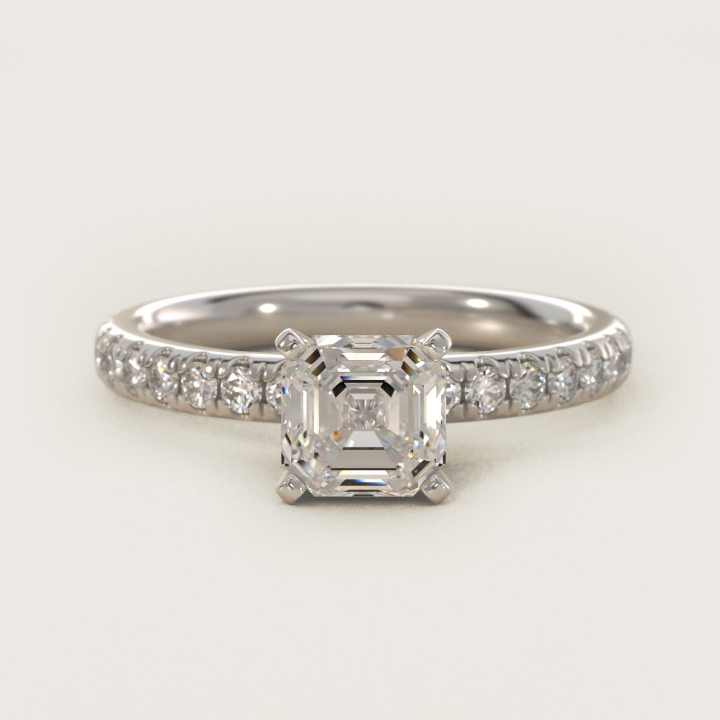 Eternity Diamond Engagement Ring in 18k White Gold (3/8 ct. tw.) - Asscher Center