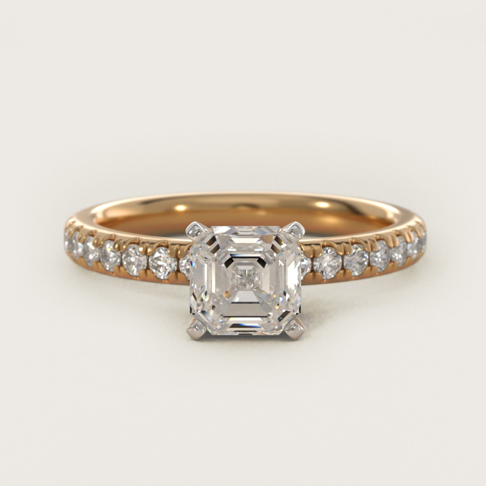 Eternity Diamond Engagement Ring in 18k Yellow Gold (3/8 ct. tw.) - Asscher Center