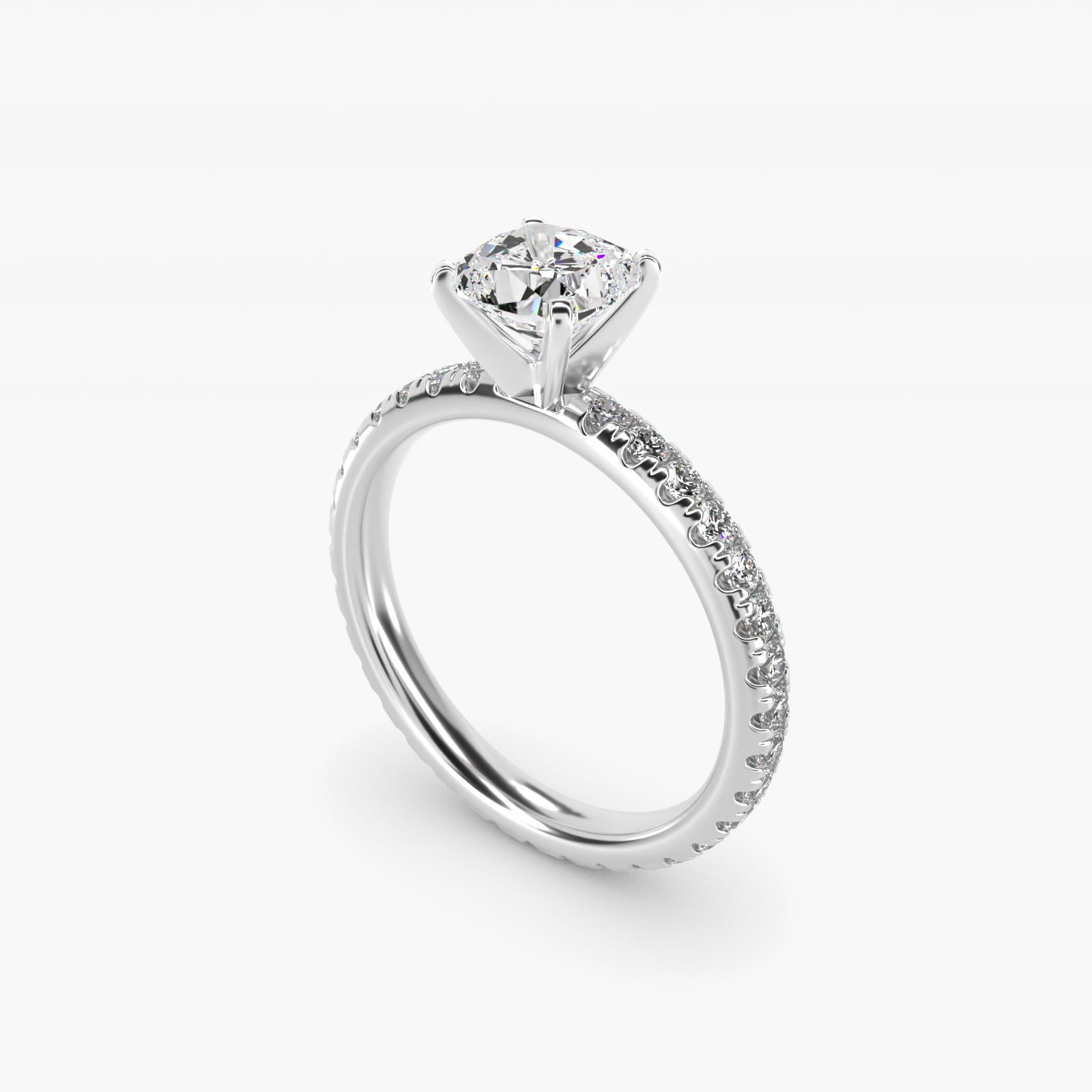 Eternity Diamond Engagement Ring in Platinum (3/8 ct. tw.) - Cushion Center
