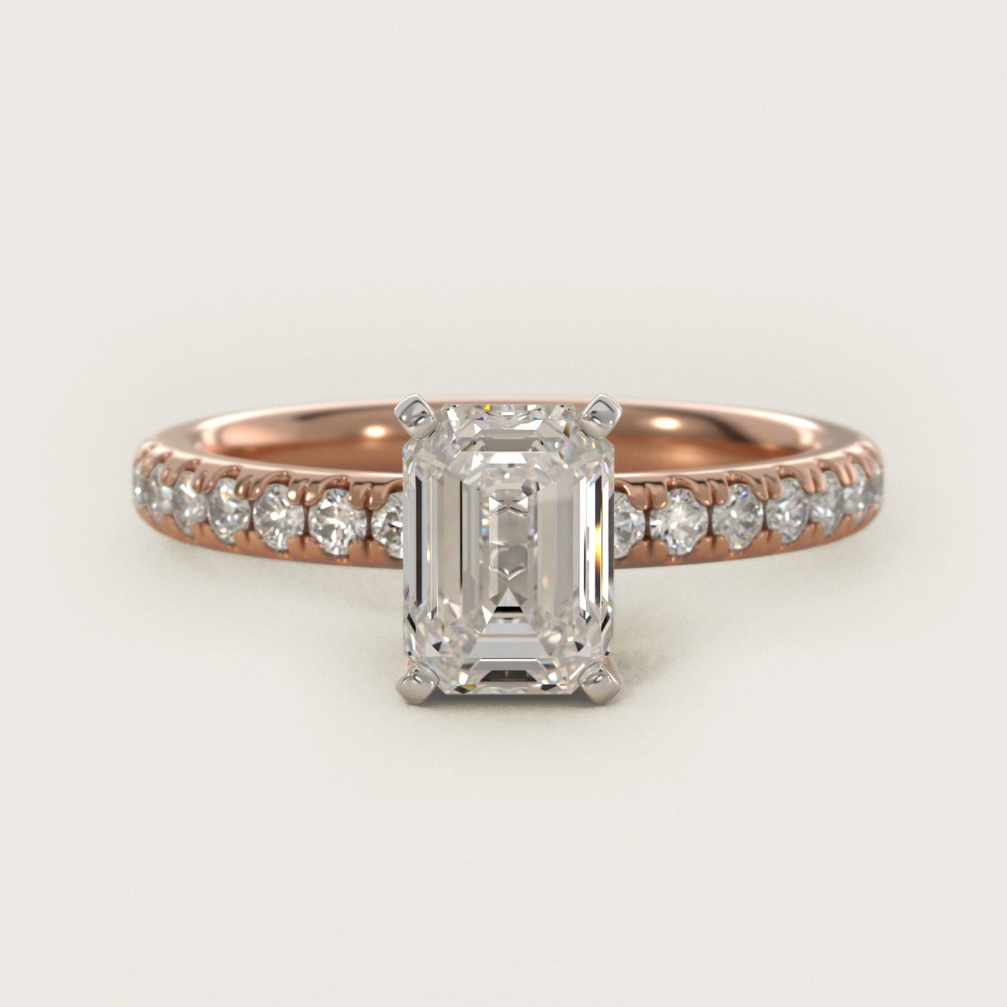 Eternity Diamond Engagement Ring in 14k Rose Gold (3/8 ct. tw.) - Emerald Center