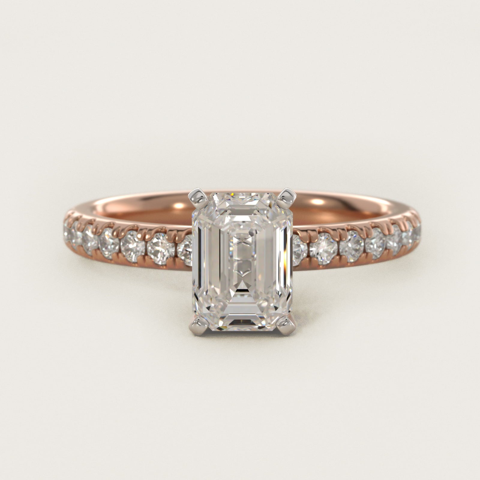 Eternity Diamond Engagement Ring in 18k Rose Gold (3/8 ct. tw.) - Emerald Center