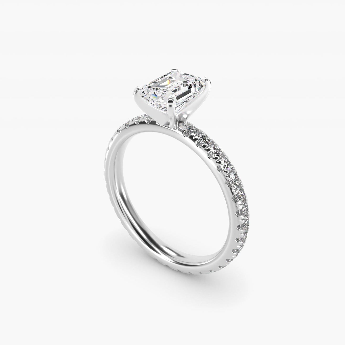 Eternity Diamond Engagement Ring in 18k White Gold (3/8 ct. tw.) - Emerald Center