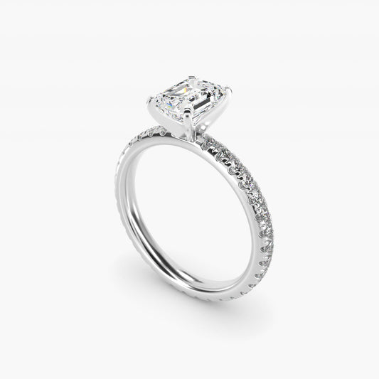 Eternity Diamond Engagement Ring in 18k White Gold (3/8 ct. tw.) - Emerald Center
