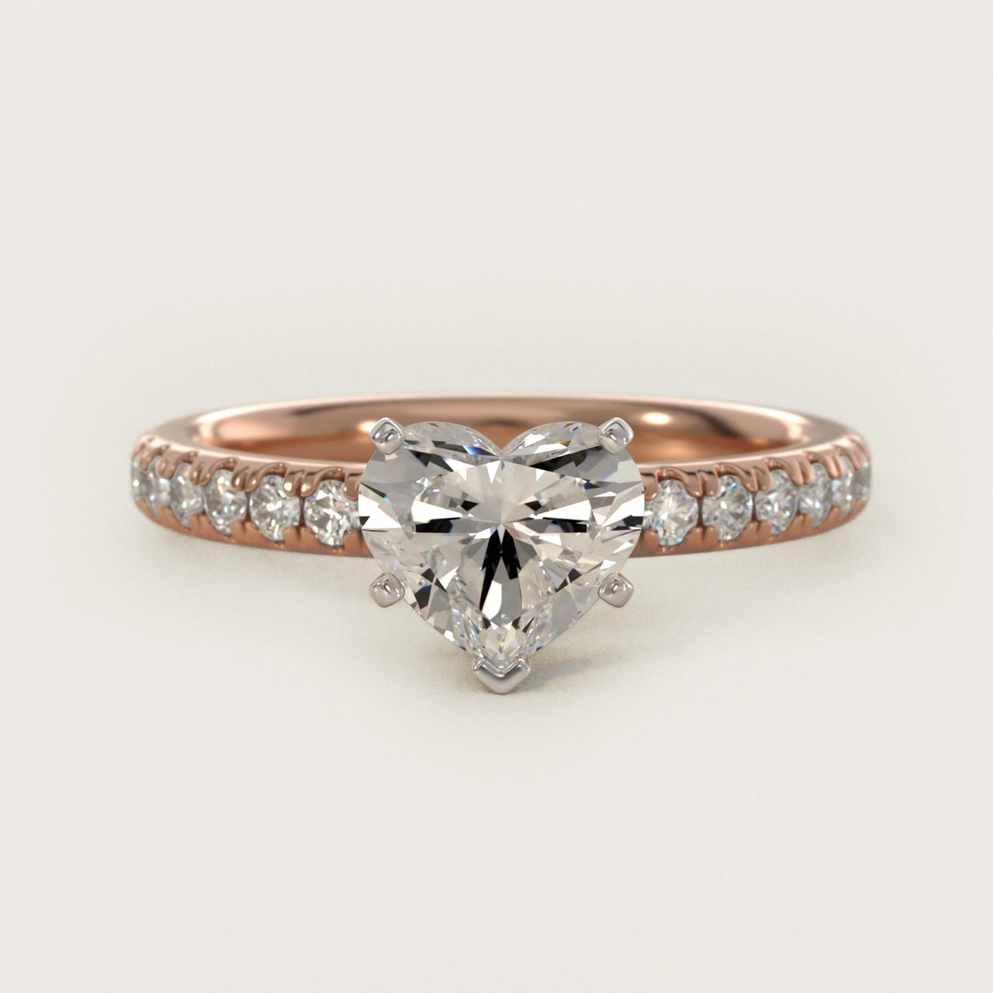 Eternity Diamond Engagement Ring in 18k Rose Gold (3/8 ct. tw.) - Heart Center