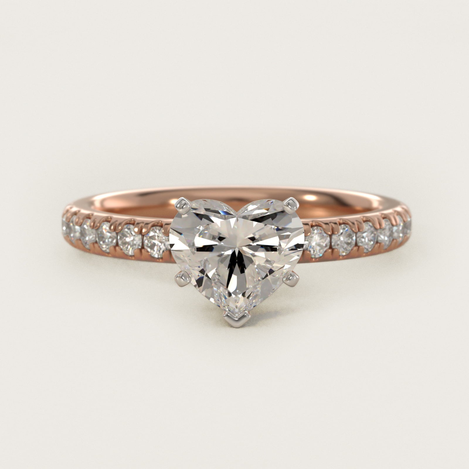 Eternity Diamond Engagement Ring in 18k Rose Gold (3/8 ct. tw.) - Heart Center