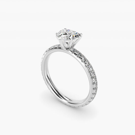 Eternity Diamond Engagement Ring in 18k White Gold (3/8 ct. tw.) - Heart Center