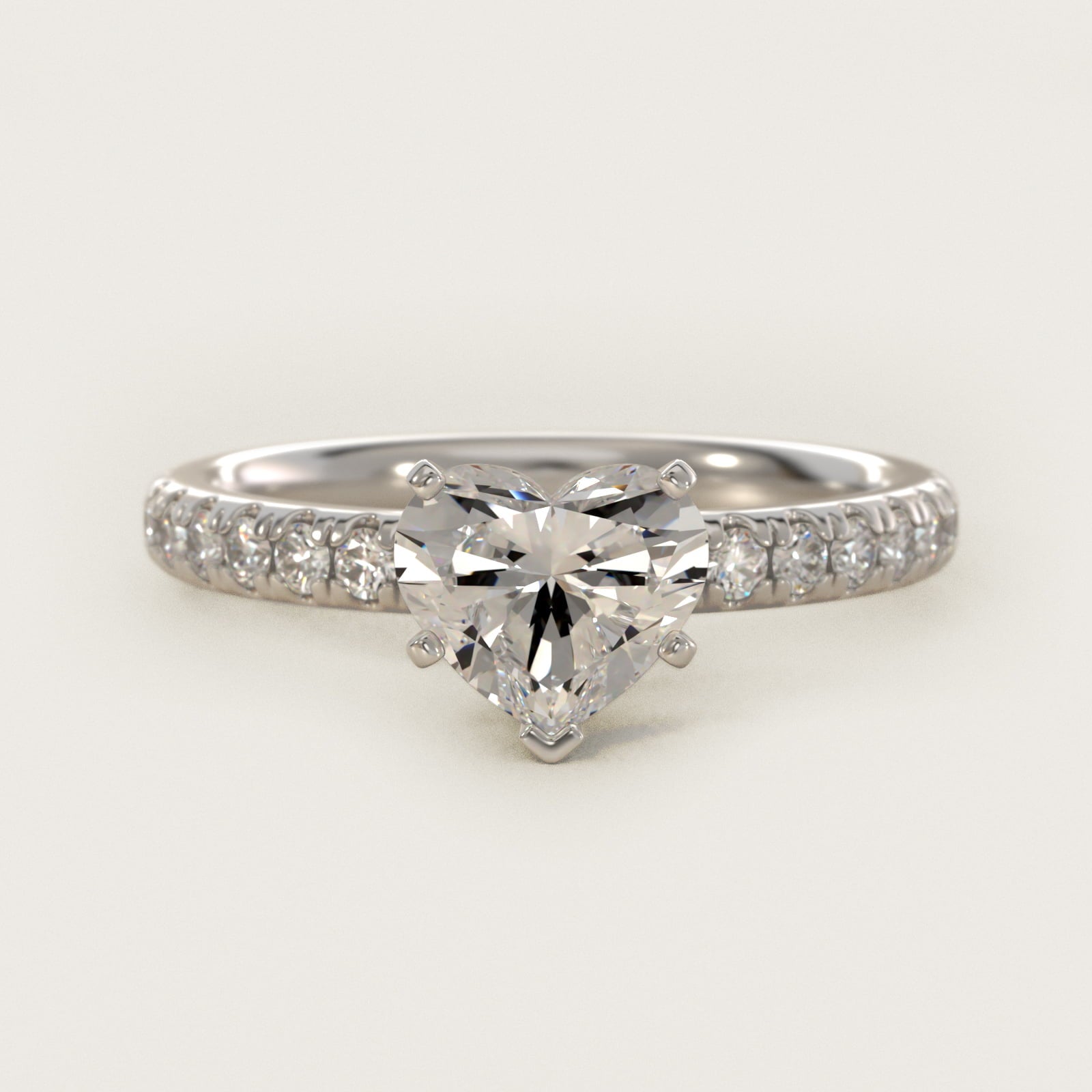 Eternity Diamond Engagement Ring in 14k White Gold (3/8 ct. tw.) - Heart Center