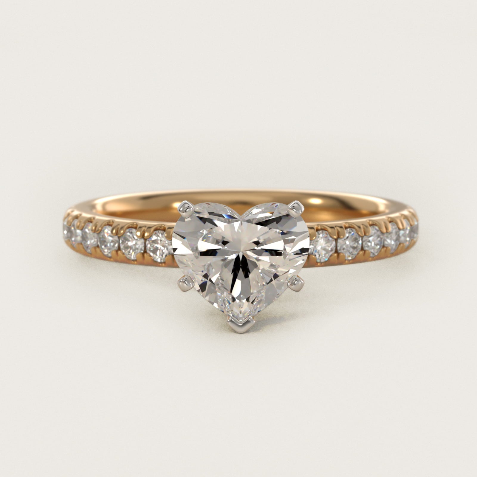 Eternity Diamond Engagement Ring in 18k Yellow Gold (3/8 ct. tw.) - Heart Center