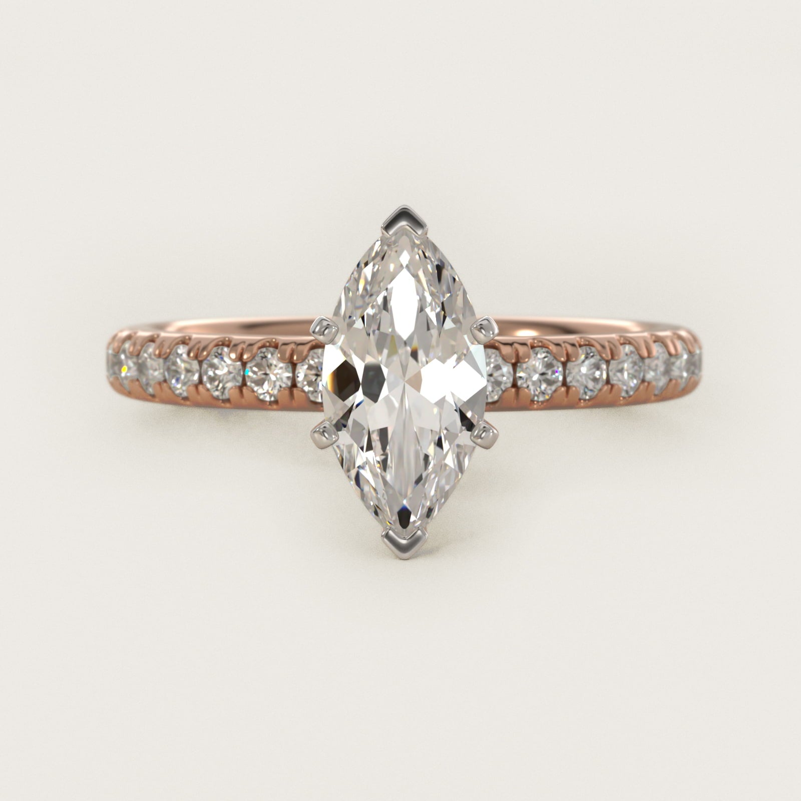 Eternity Diamond Engagement Ring in 14k Rose Gold (3/8 ct. tw.) - Marquise Center