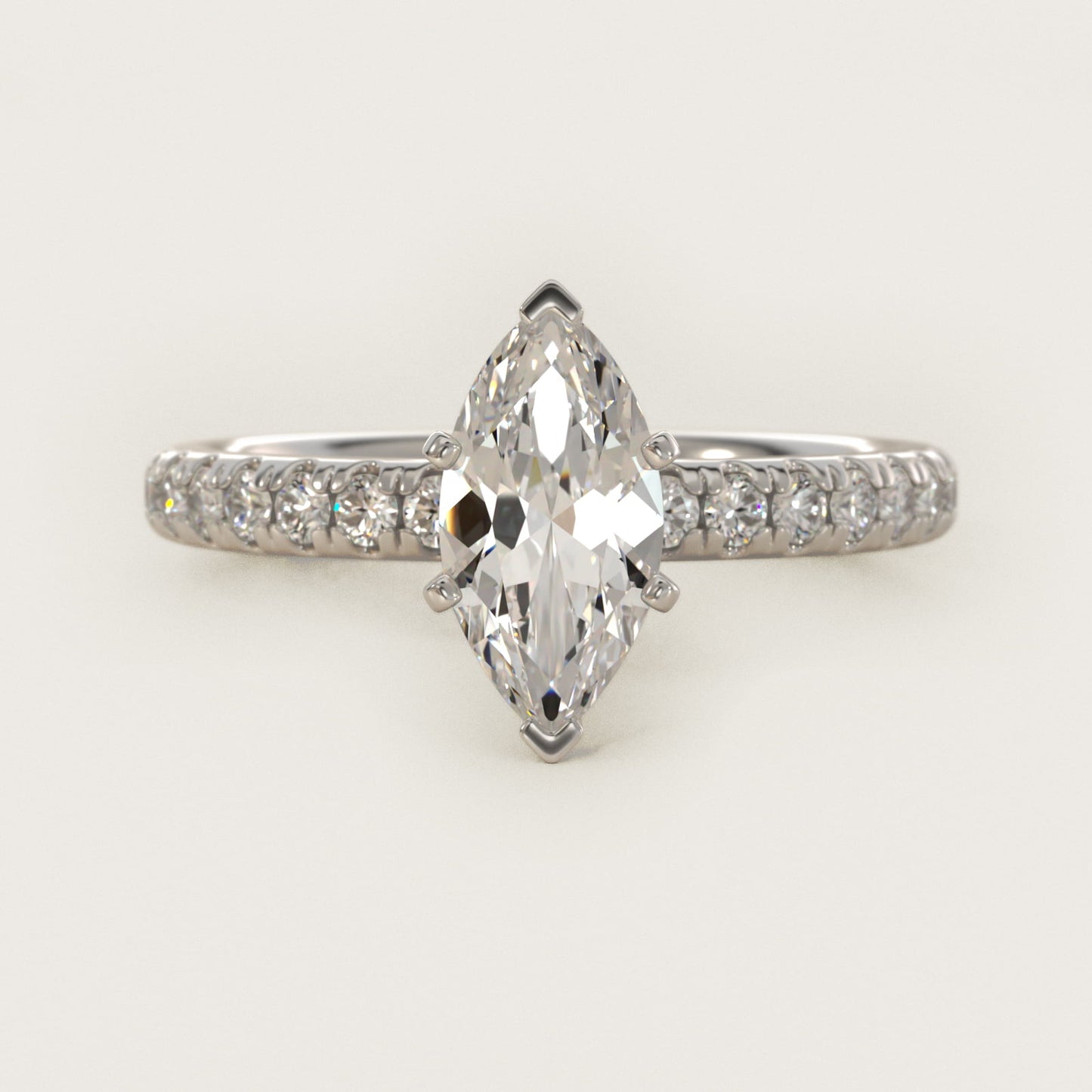 Eternity Diamond Engagement Ring in 14k White Gold (3/8 ct. tw.) - Marquise Center