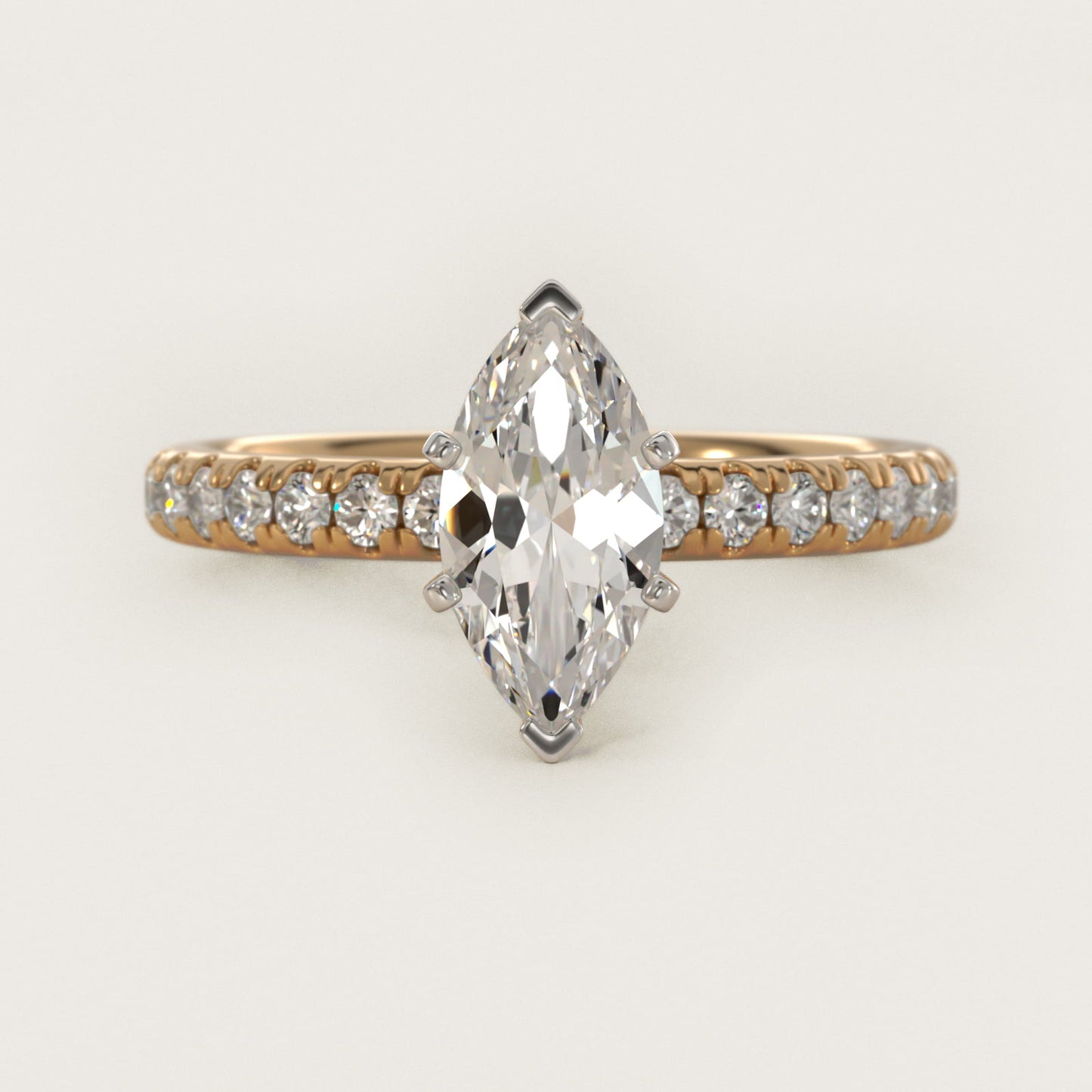Eternity Diamond Engagement Ring in 14K Yellow Gold (3/8 ct. tw.) - Marquise Center
