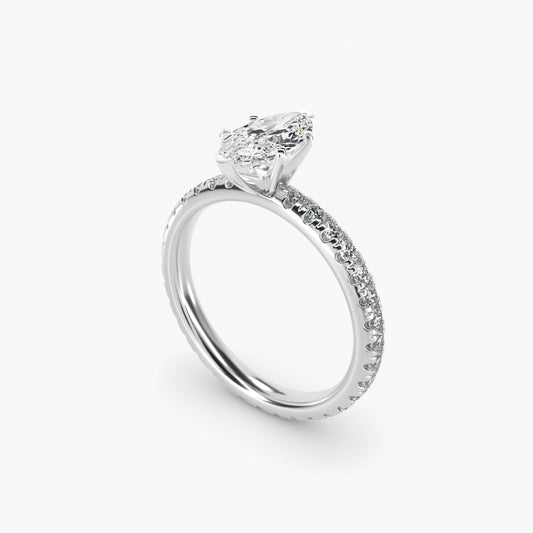 Eternity Diamond Engagement Ring in Platinum (3/8 ct. tw.) - Marquise Center