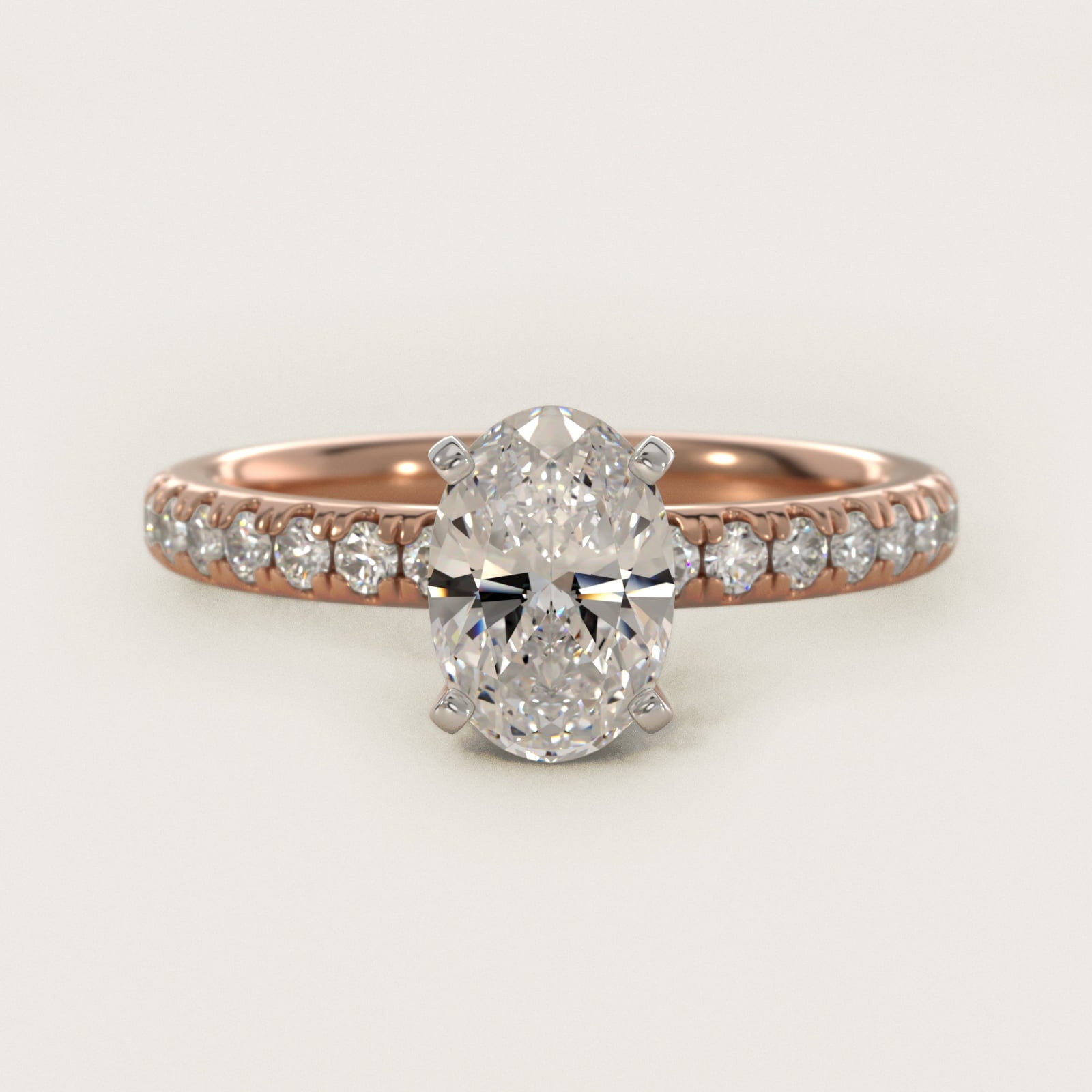 Eternity Diamond Engagement Ring in 14k Rose Gold (3/8 ct. tw.) - Oval Center