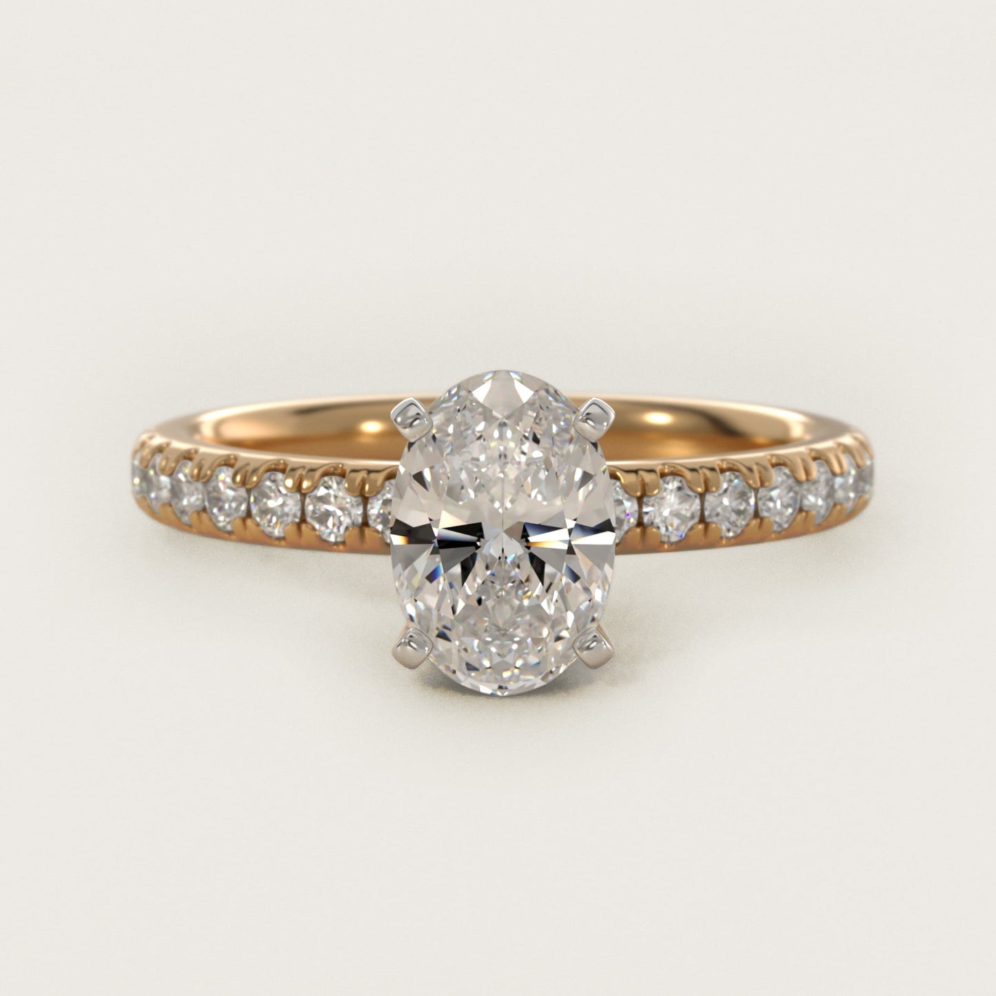 Eternity Diamond Engagement Ring in 18k Yellow Gold (3/8 ct. tw.) - Oval Center
