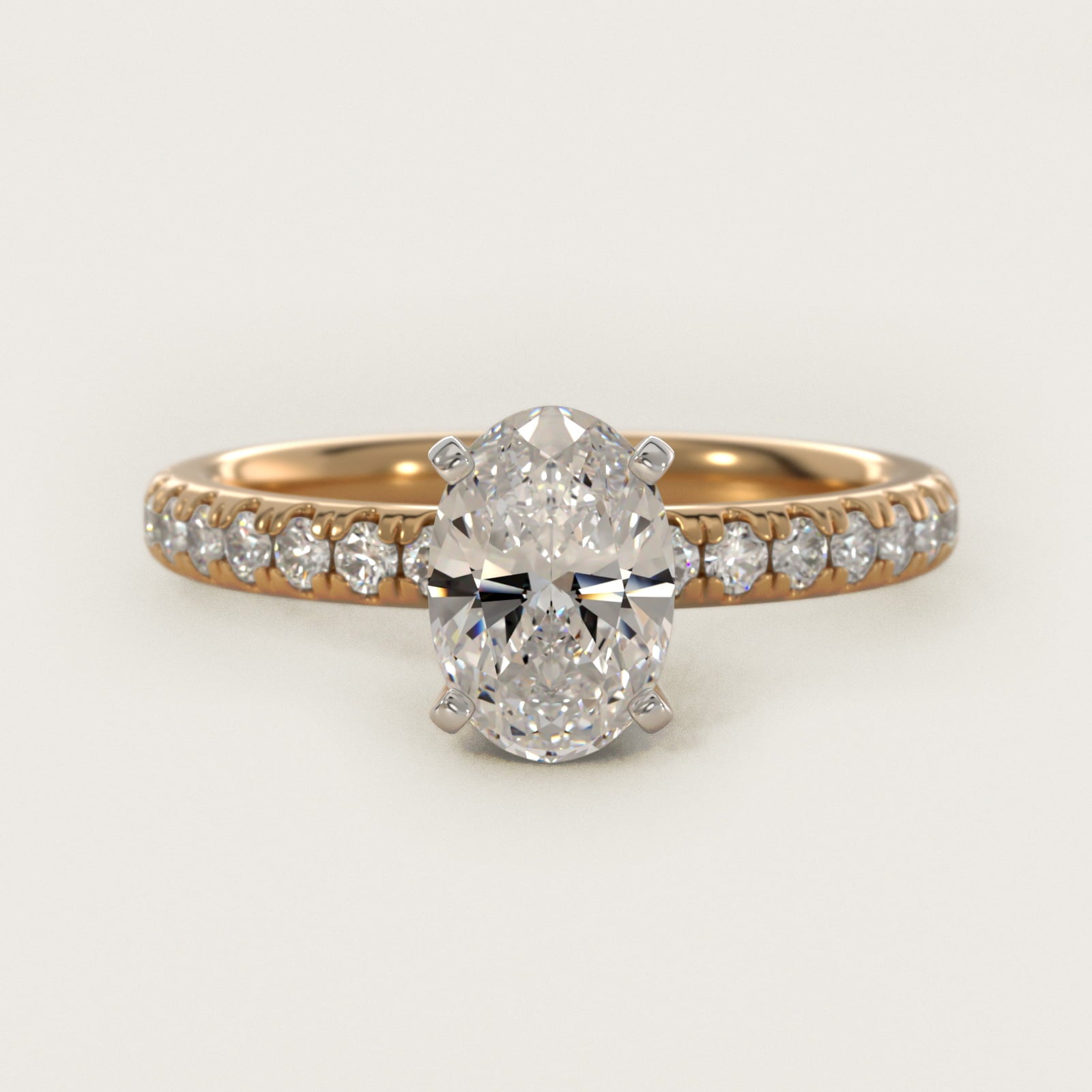 Eternity Diamond Engagement Ring in 18k Yellow Gold (3/8 ct. tw.) - Oval Center