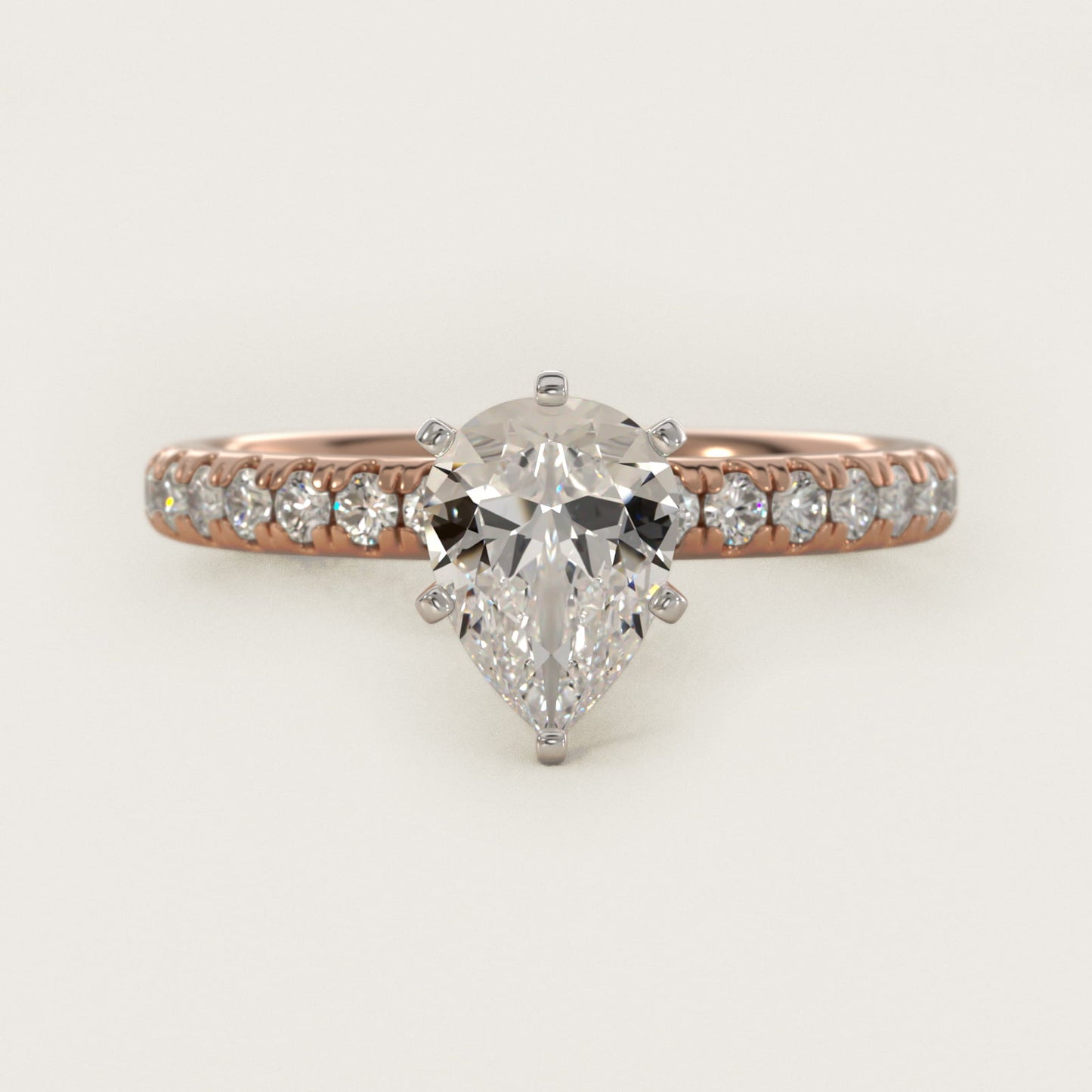 Eternity Diamond Engagement Ring in 14k Rose Gold (3/8 ct. tw.) - Pear Center