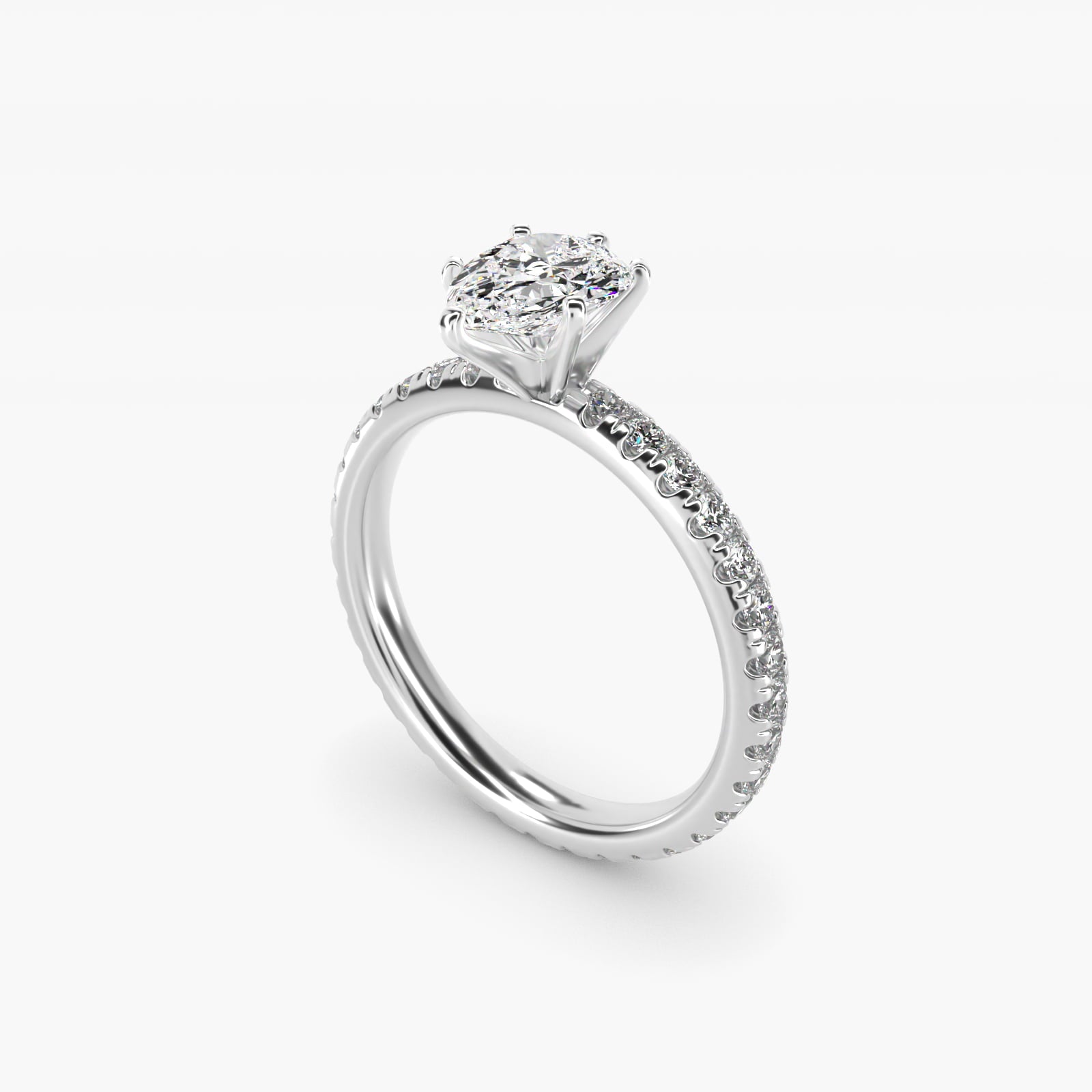 Eternity Diamond Engagement Ring in 14k White Gold (3/8 ct. tw.) - Pear Center