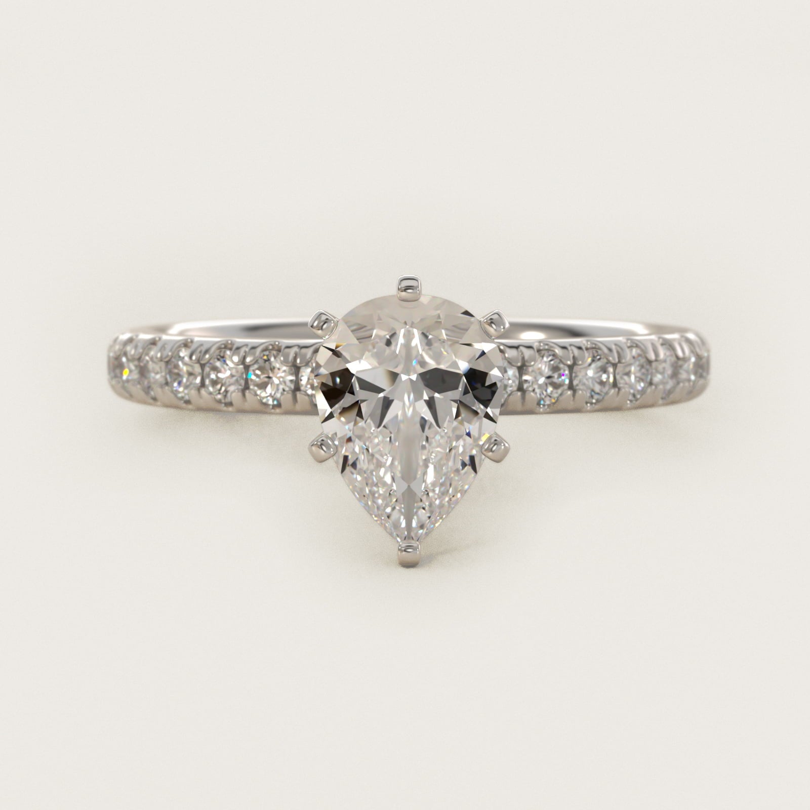 Eternity Diamond Engagement Ring in 14k White Gold (3/8 ct. tw.) - Pear Center