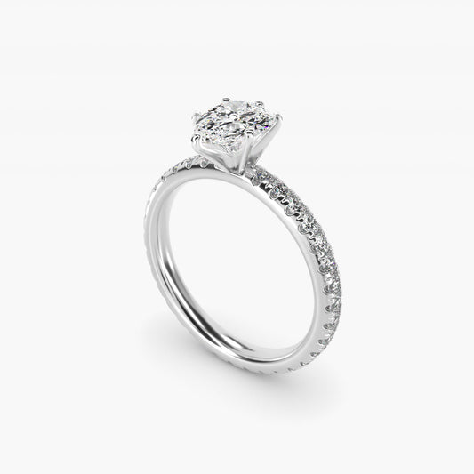 Eternity Diamond Engagement Ring in Platinum (3/8 ct. tw.) - Pear Center