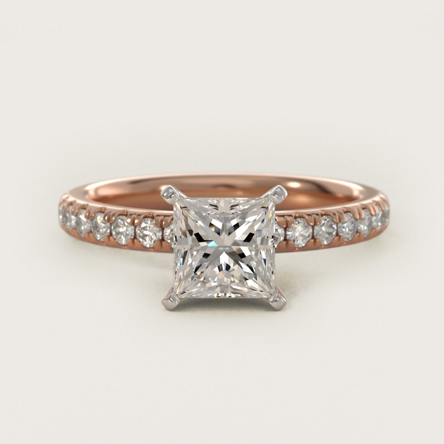 Eternity Diamond Engagement Ring in 14k Rose Gold (3/8 ct. tw.) - Princess Center