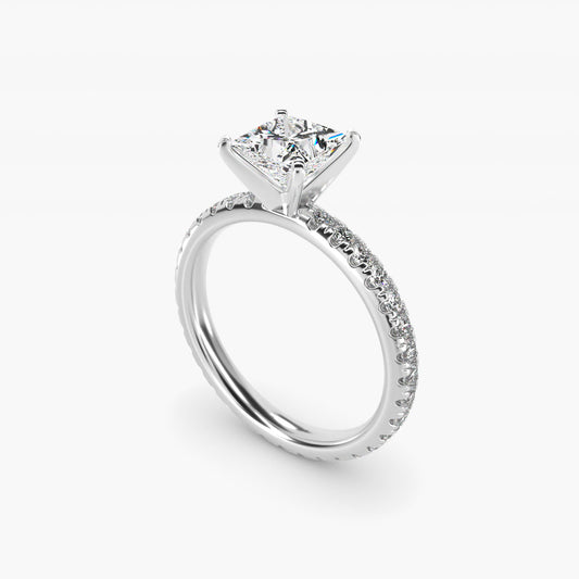 Eternity Diamond Engagement Ring in 14k White Gold (3/8 ct. tw.) - Princess Center