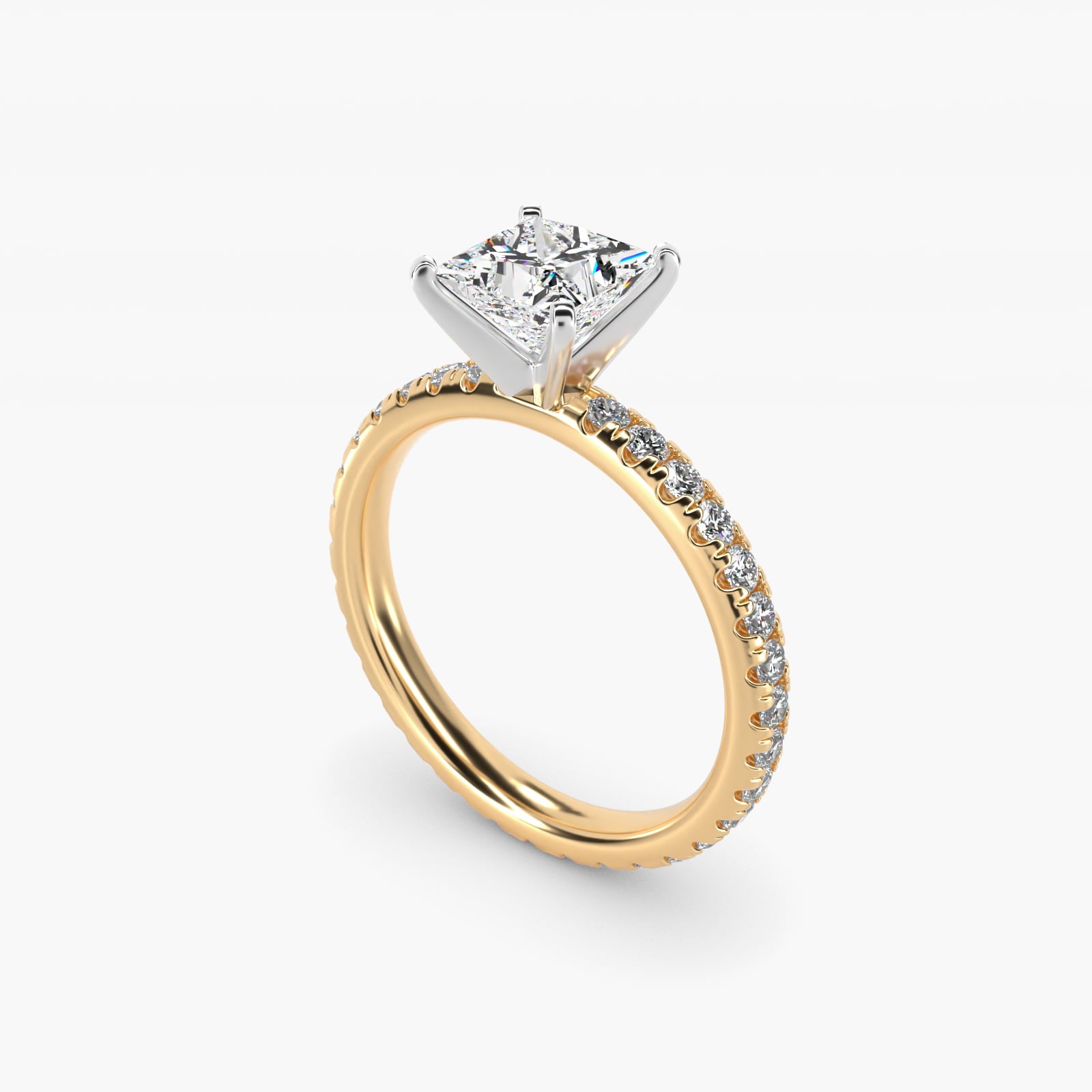 Eternity Diamond Engagement Ring in 18k Yellow Gold (3/8 ct. tw.) - Princess Center