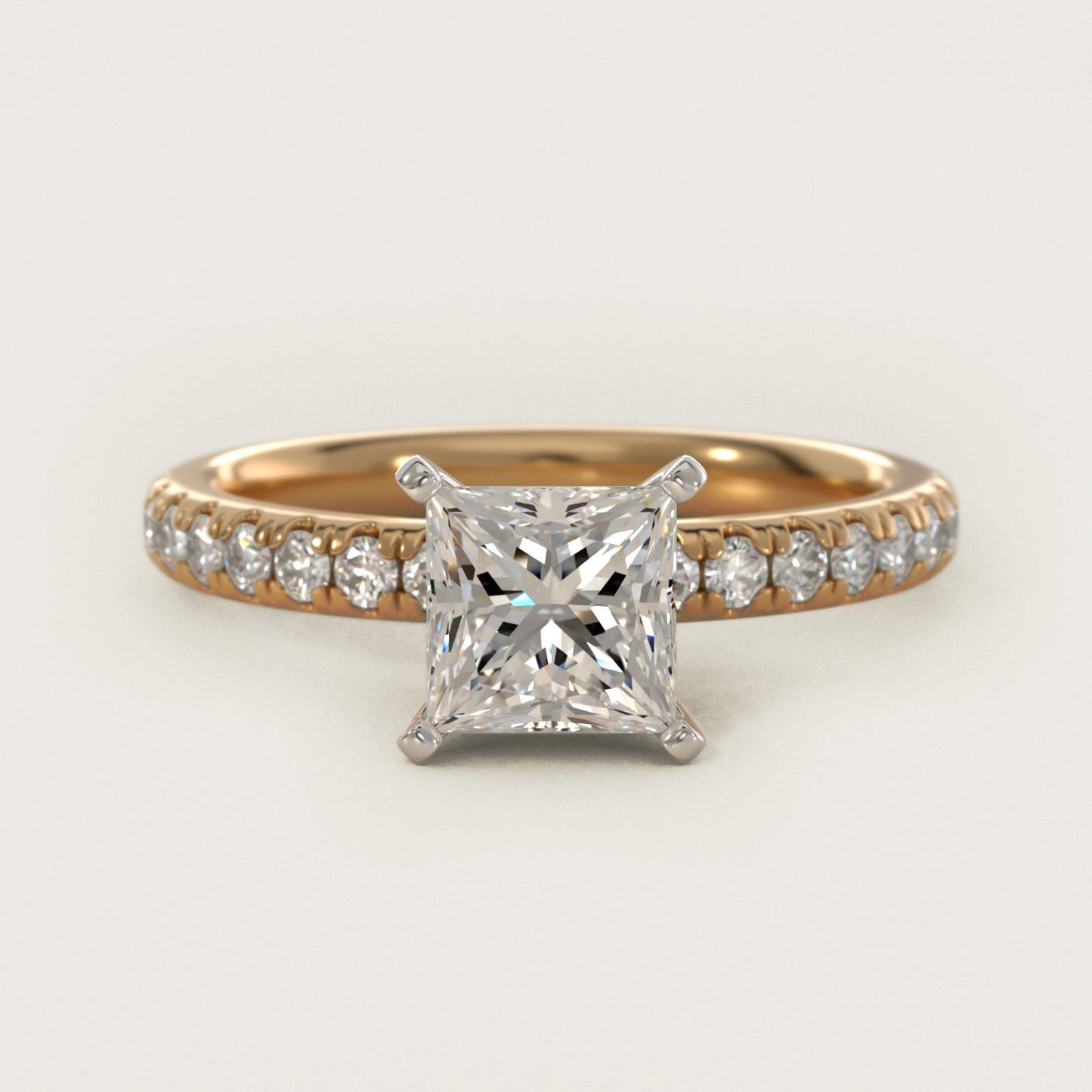 Eternity Diamond Engagement Ring in 18k Yellow Gold (3/8 ct. tw.) - Princess Center