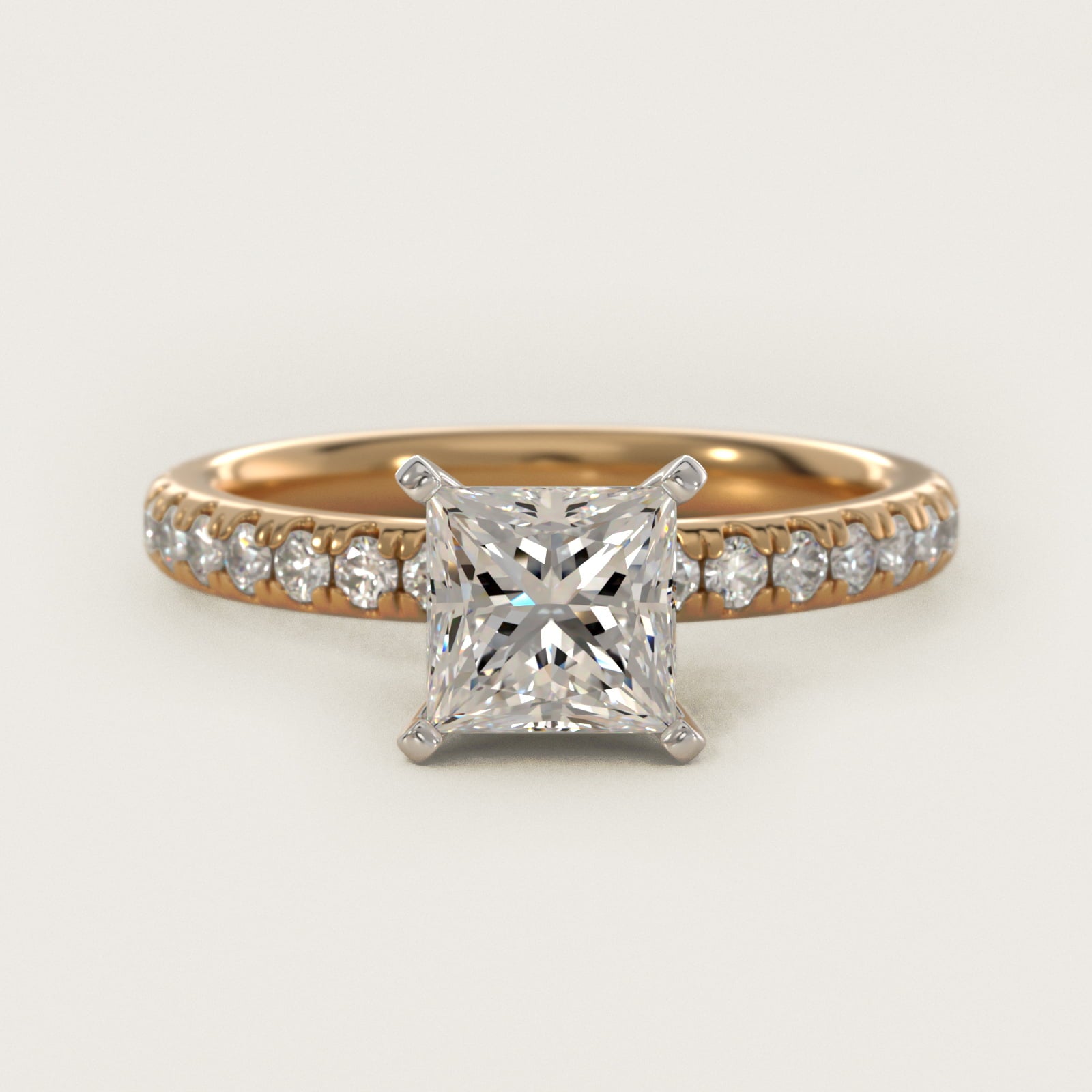 Eternity Diamond Engagement Ring in 18k Yellow Gold (3/8 ct. tw.) - Princess Center