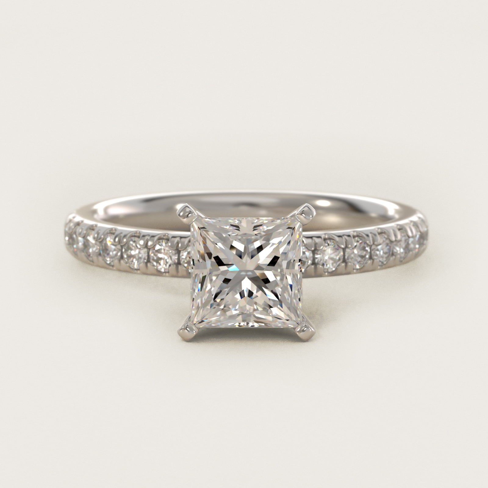 Eternity Diamond Engagement Ring in Platinum (3/8 ct. tw.) - Princess Center