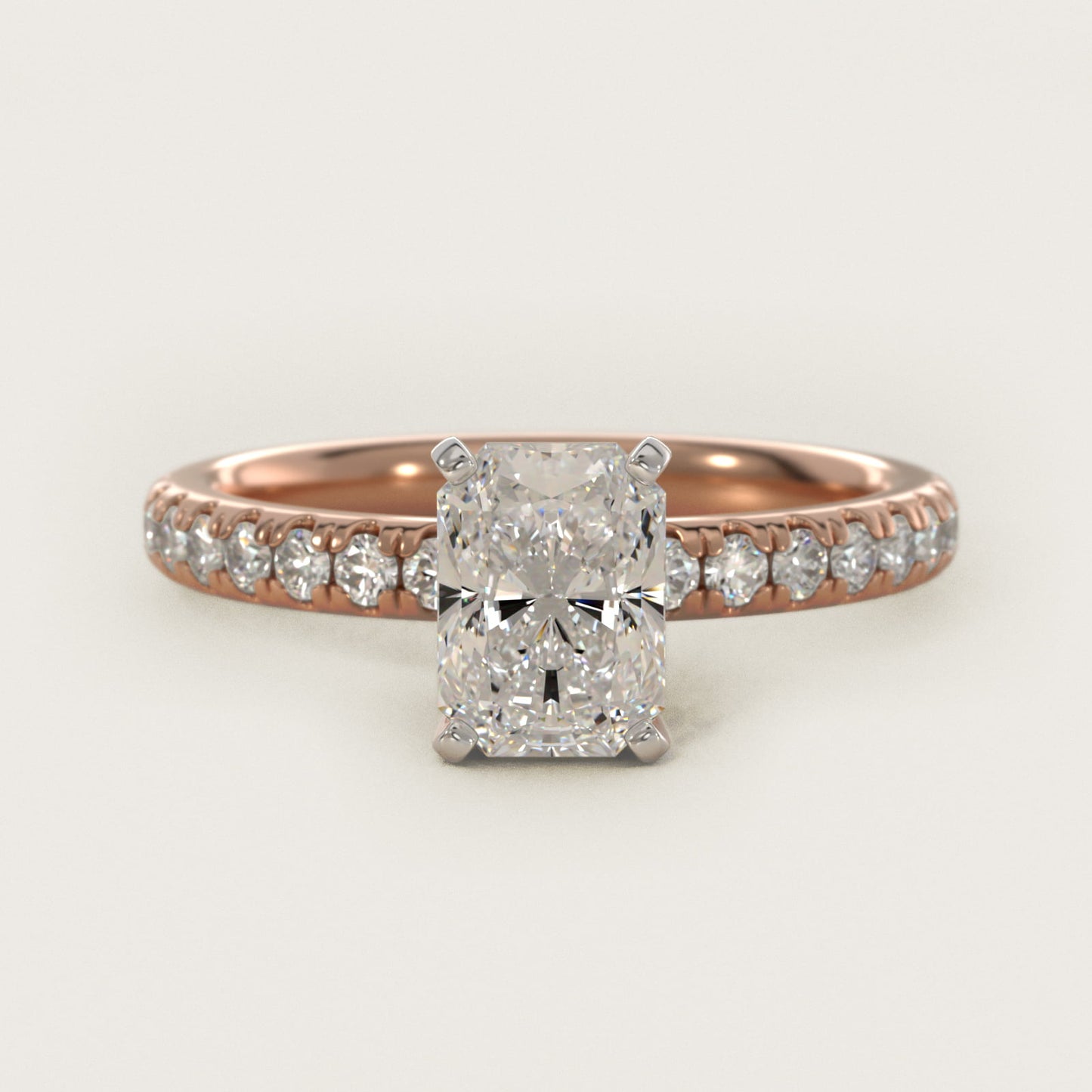 Eternity Diamond Engagement Ring in 14k Rose Gold (3/8 ct. tw.) - Radiant Center